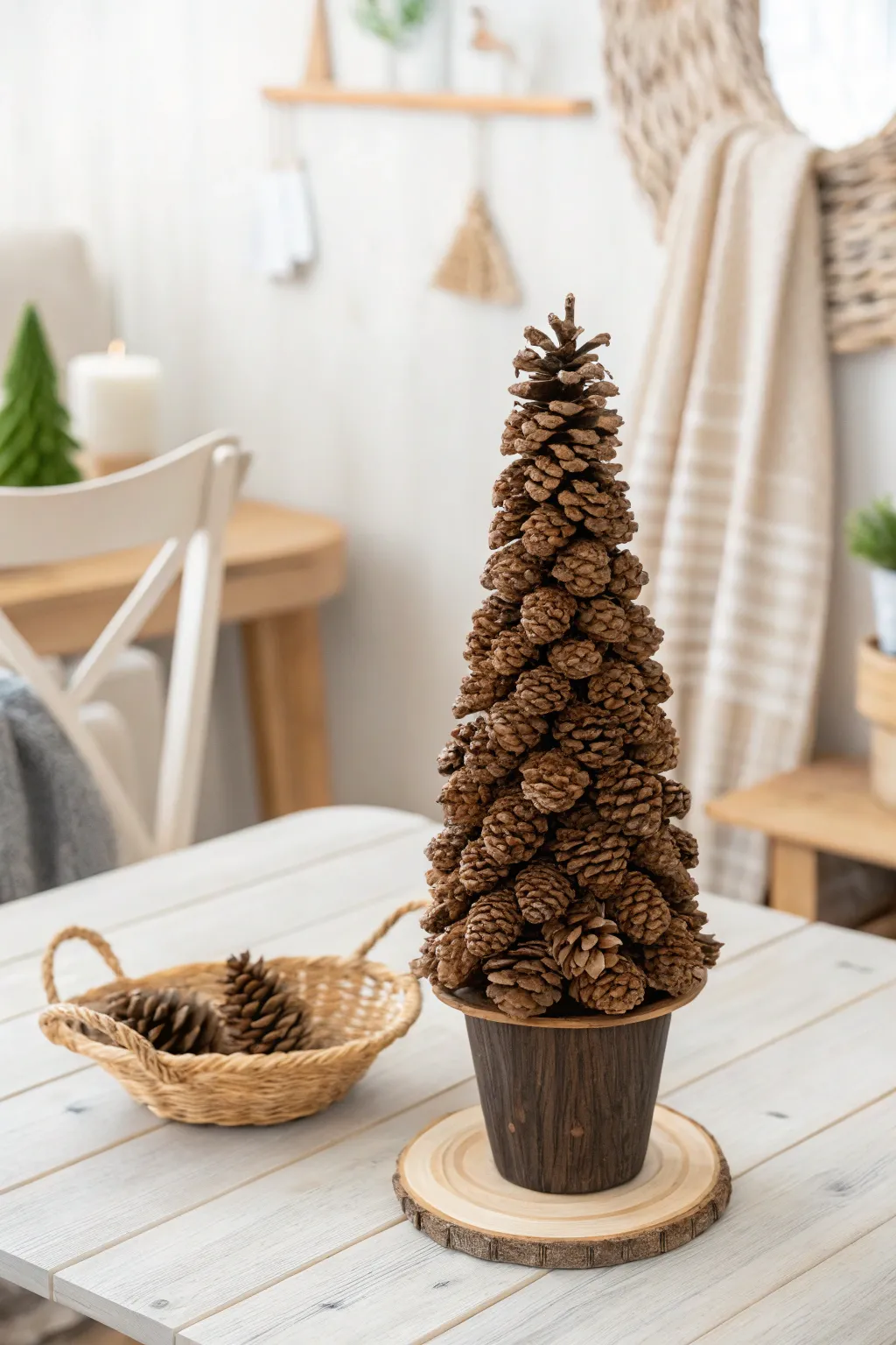 Elevate your space with the natural charm of pine cone topiary trees, where simplicity meets elegance.