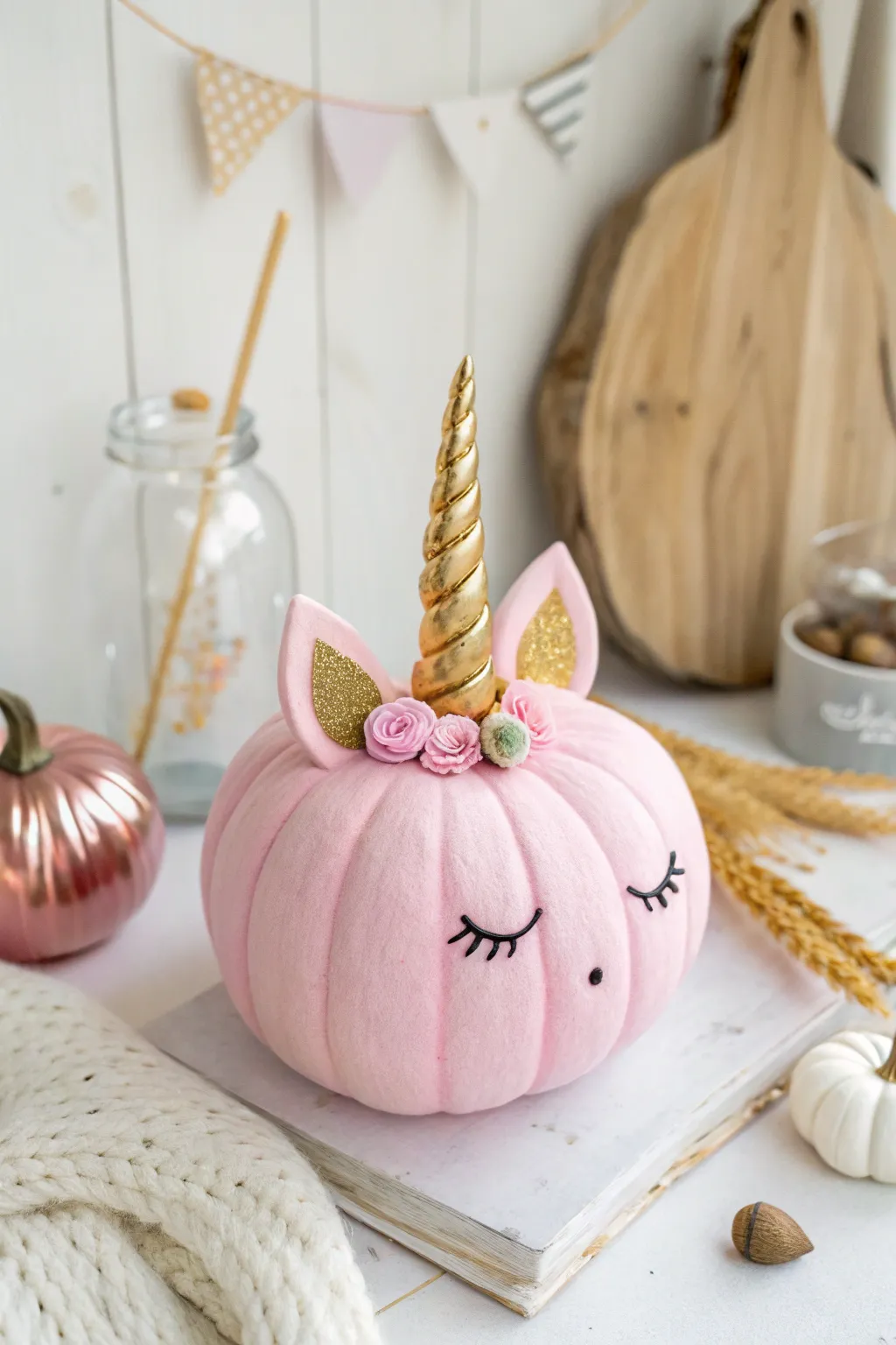 Unleash your inner child with this enchanting unicorn pumpkin, where minimalist elegance meets magical fantasy.