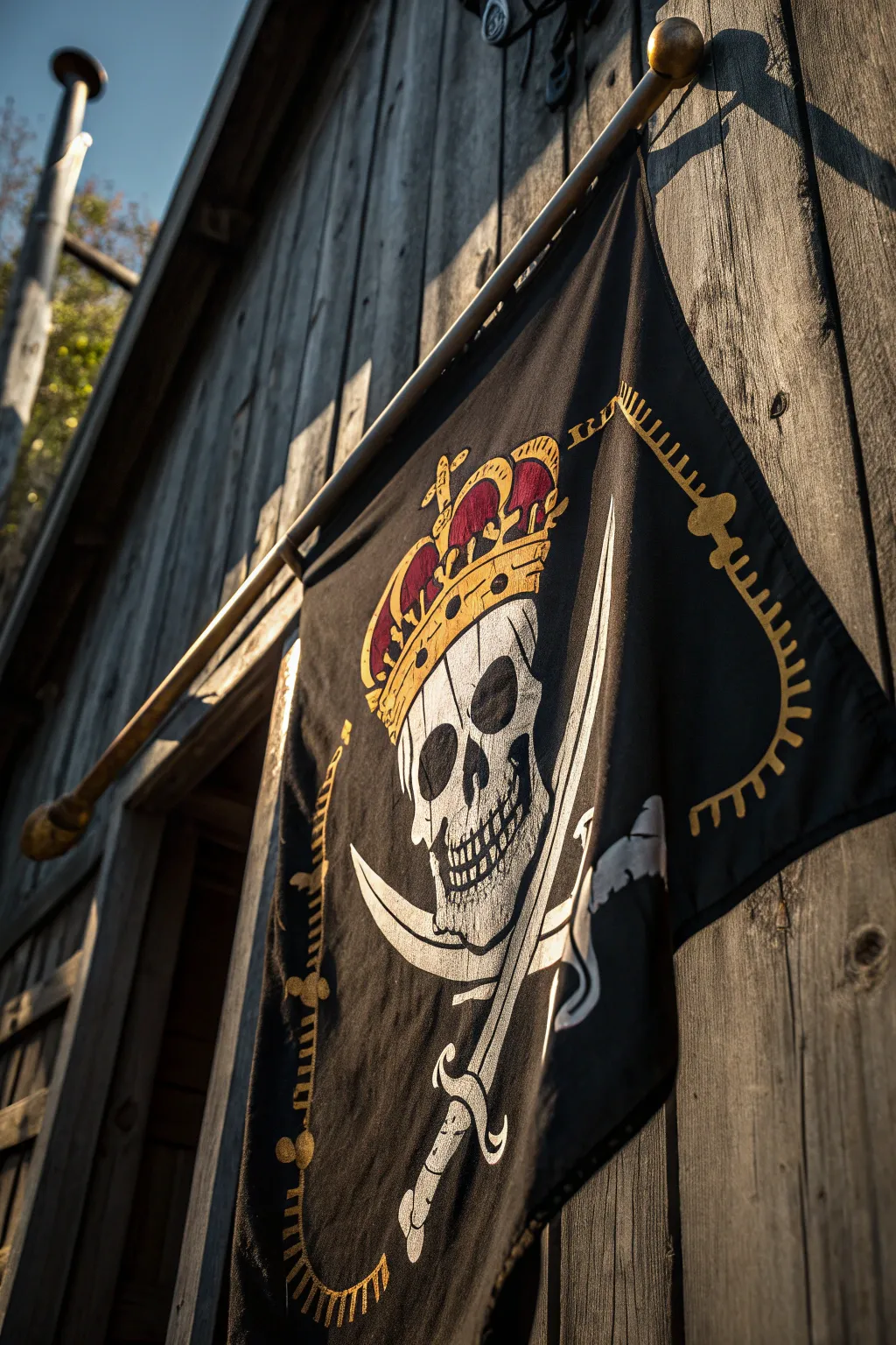 A regal twist on the classic pirate flag—where craftsmanship meets adventure.