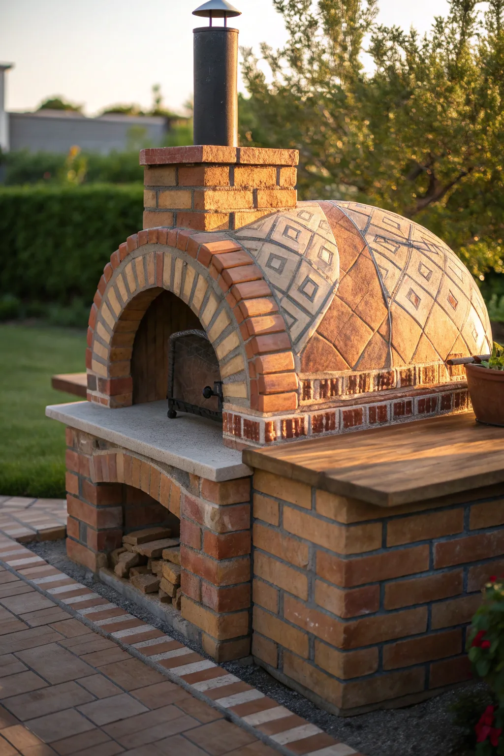 Capture the timeless elegance of tradition with a classic brick base for your pizza oven.