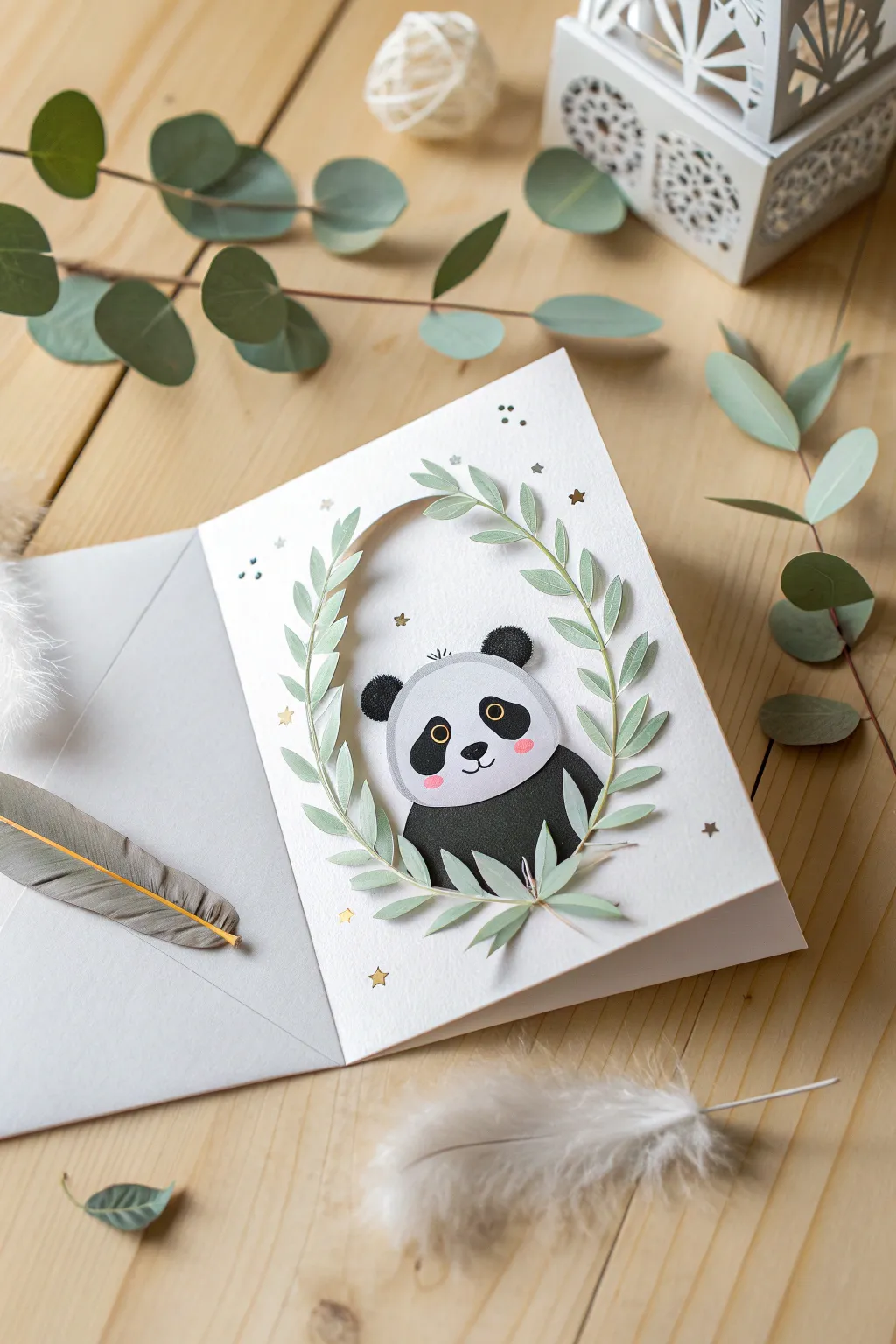 Bring whimsy to your art with this charming pop-up panda card, where simplicity meets natural elegance.