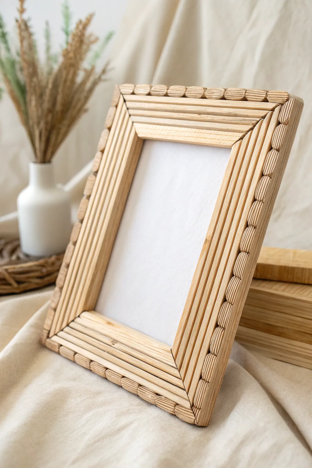 Embrace the beauty of simplicity with this minimalist popsicle stick frame.