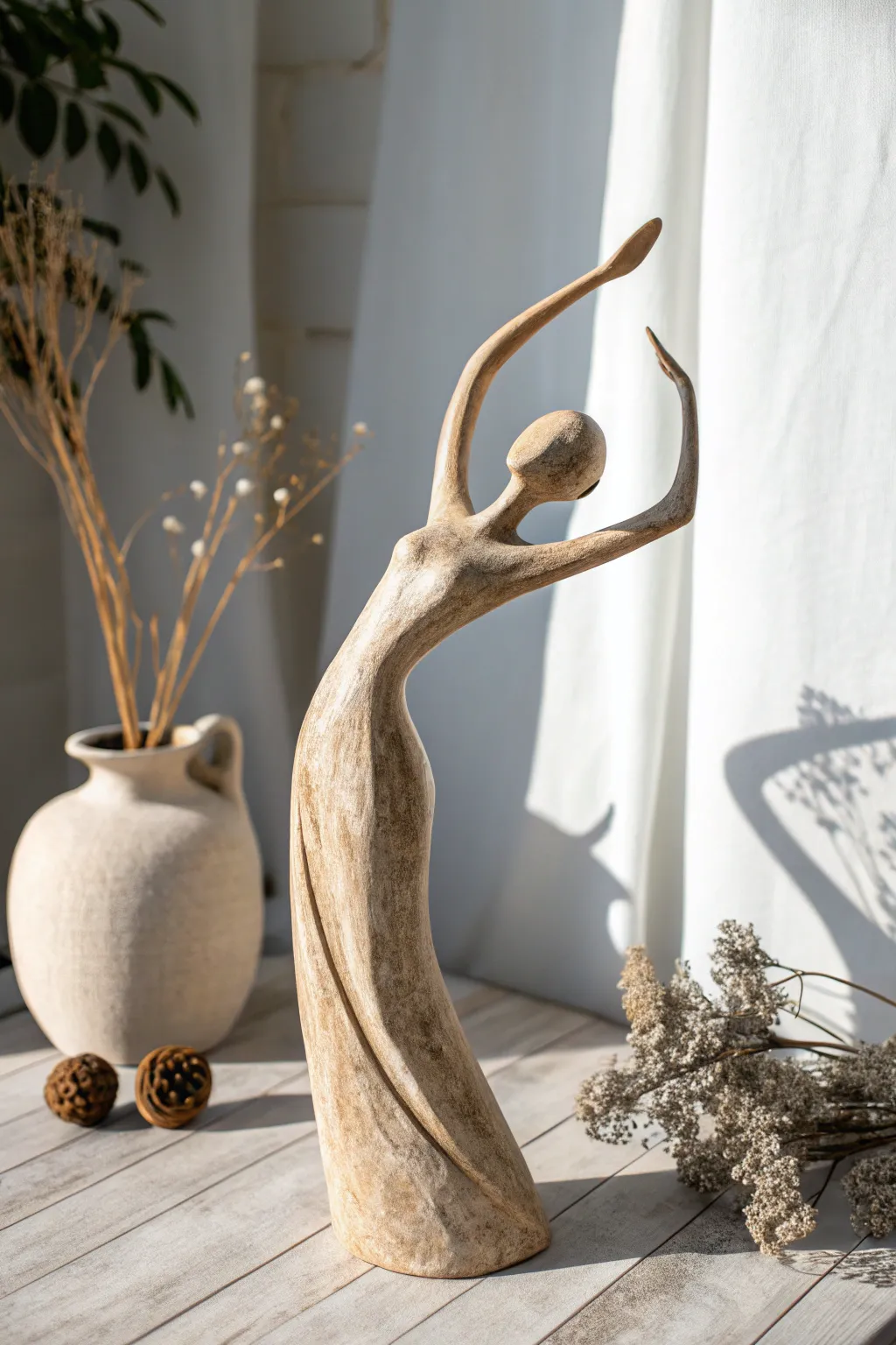 Embrace the elegance of movement with this minimalist human figure sculpture, a perfect blend of artistry and emotion.