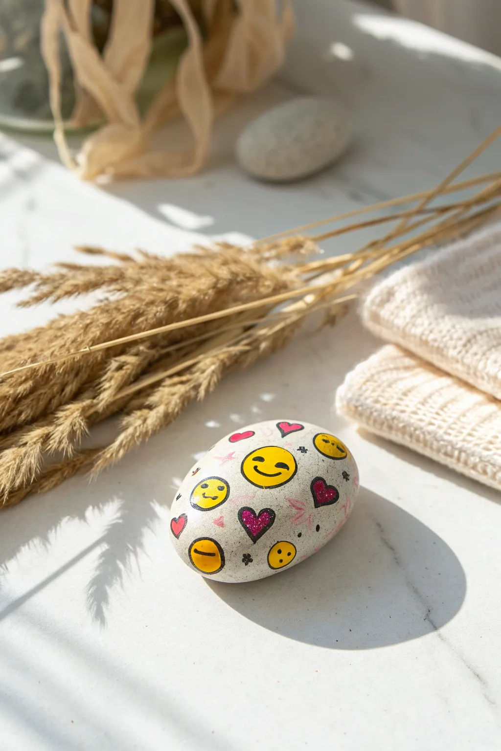 Add a touch of humor to your decor with these charming emoji rock designs!