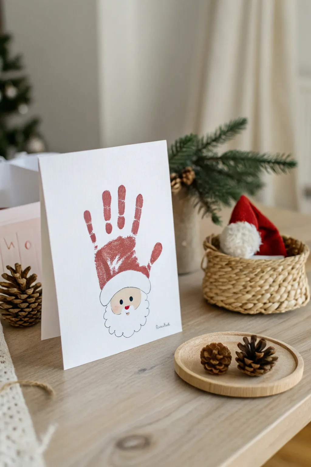 Cherish the joy of little hands with a handcrafted Santa card this holiday season.