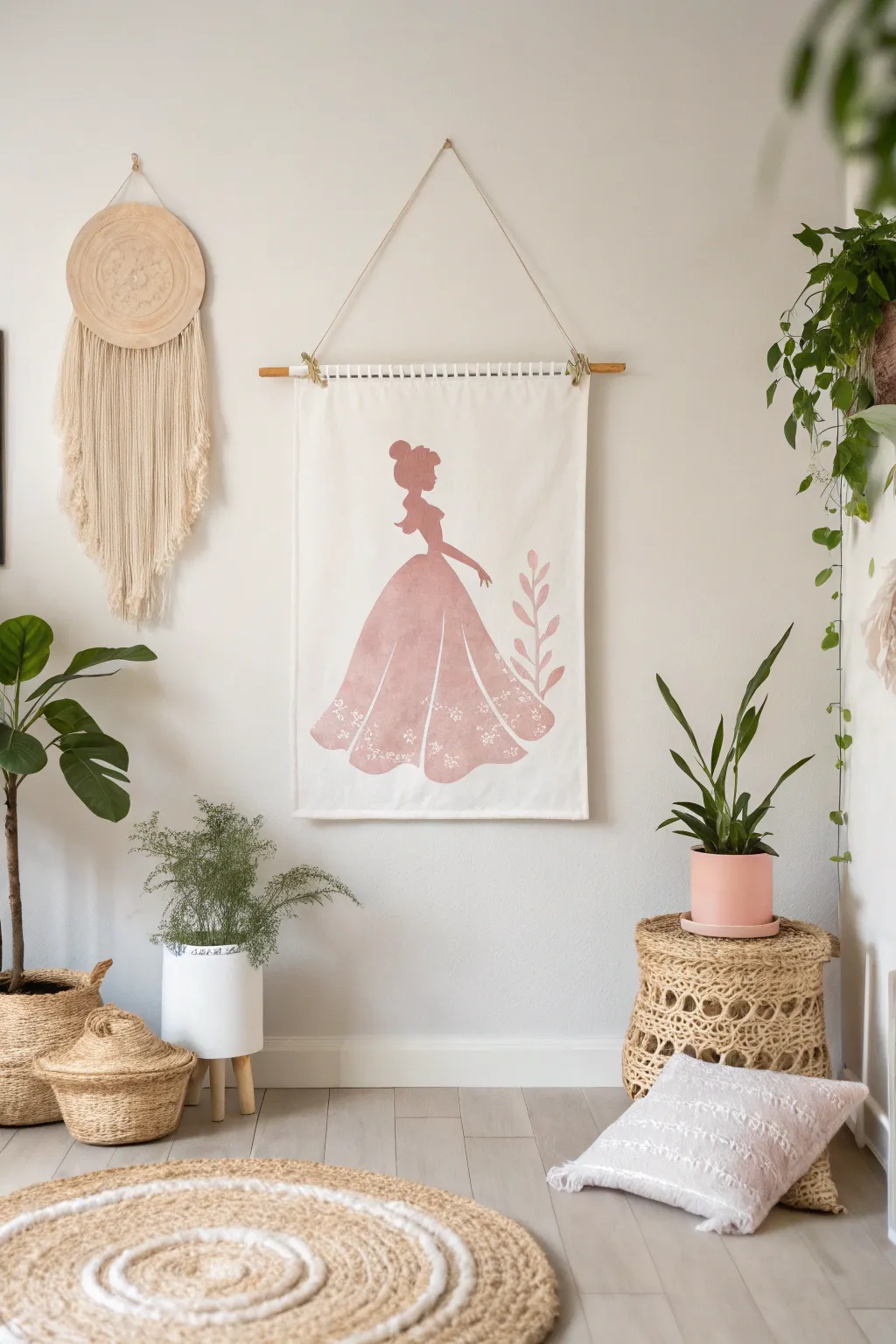 Bring fairy tale magic to your home with minimalist Disney princess wall art.