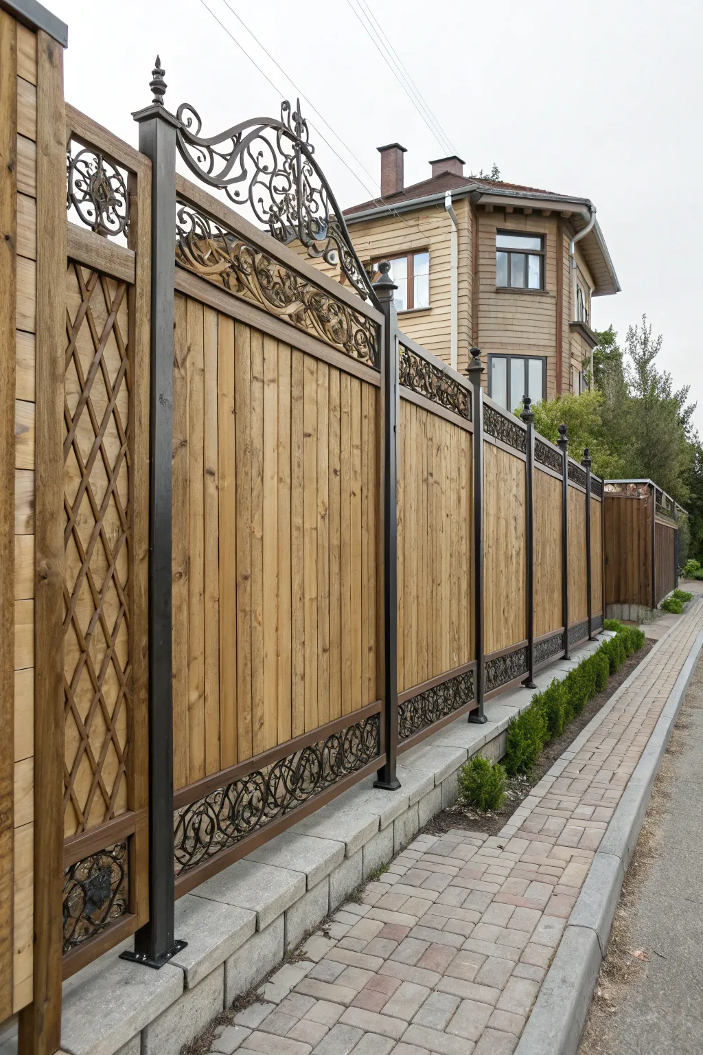 Mixing materials creates an eye-catching privacy border.