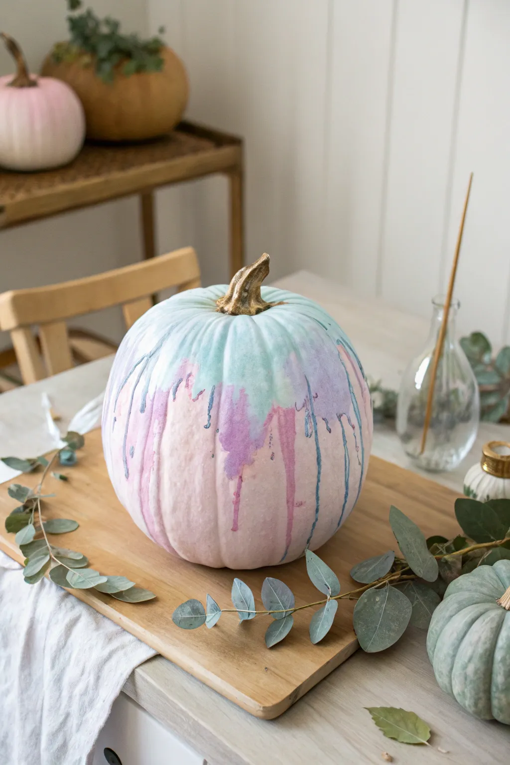 Add a splash of watercolor magic to your autumn decor with this drippy, pastel-painted pumpkin!