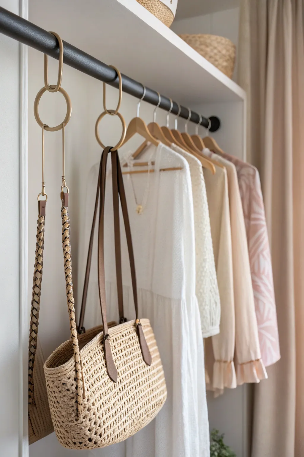 Elevate your closet game with tension rod magic – where simplicity meets style.