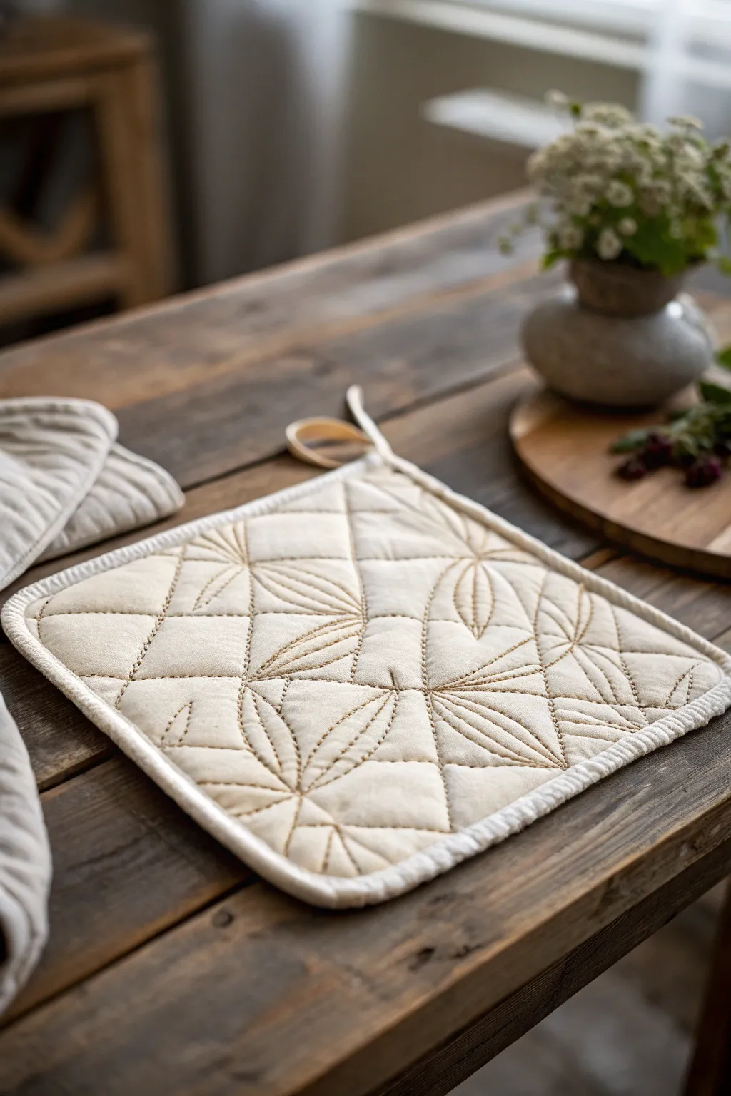 Elevate your gifting with handmade charm: a simple quilted pot holder perfect for spreading holiday warmth.