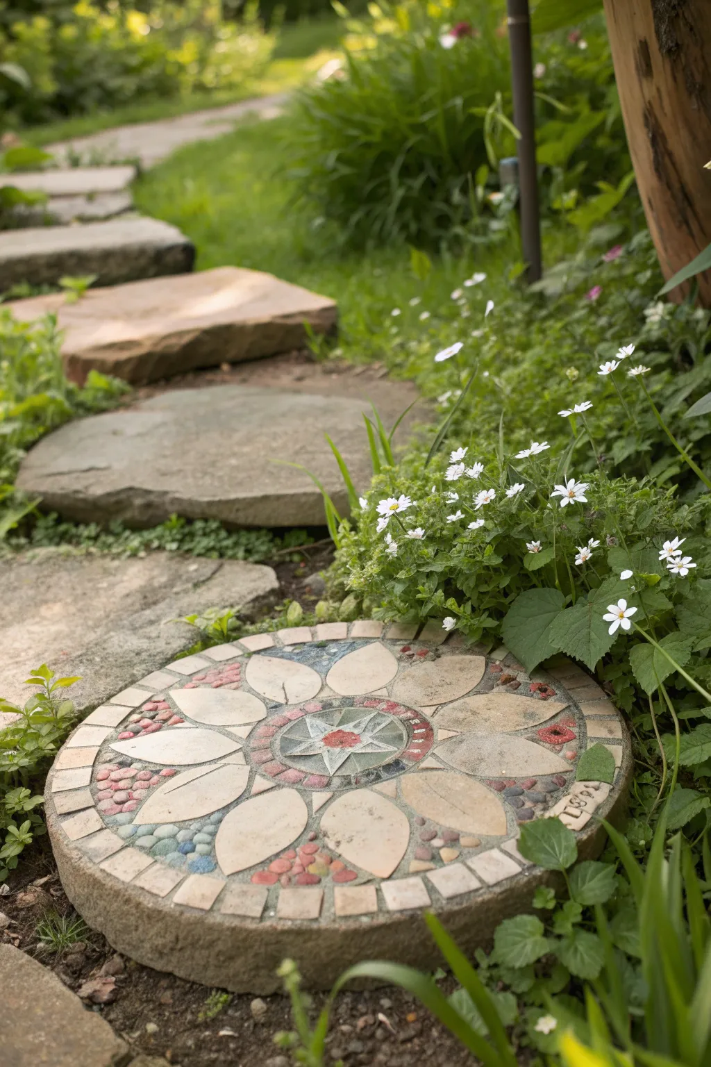 Transform your garden with the natural beauty of handmade mosaic art.