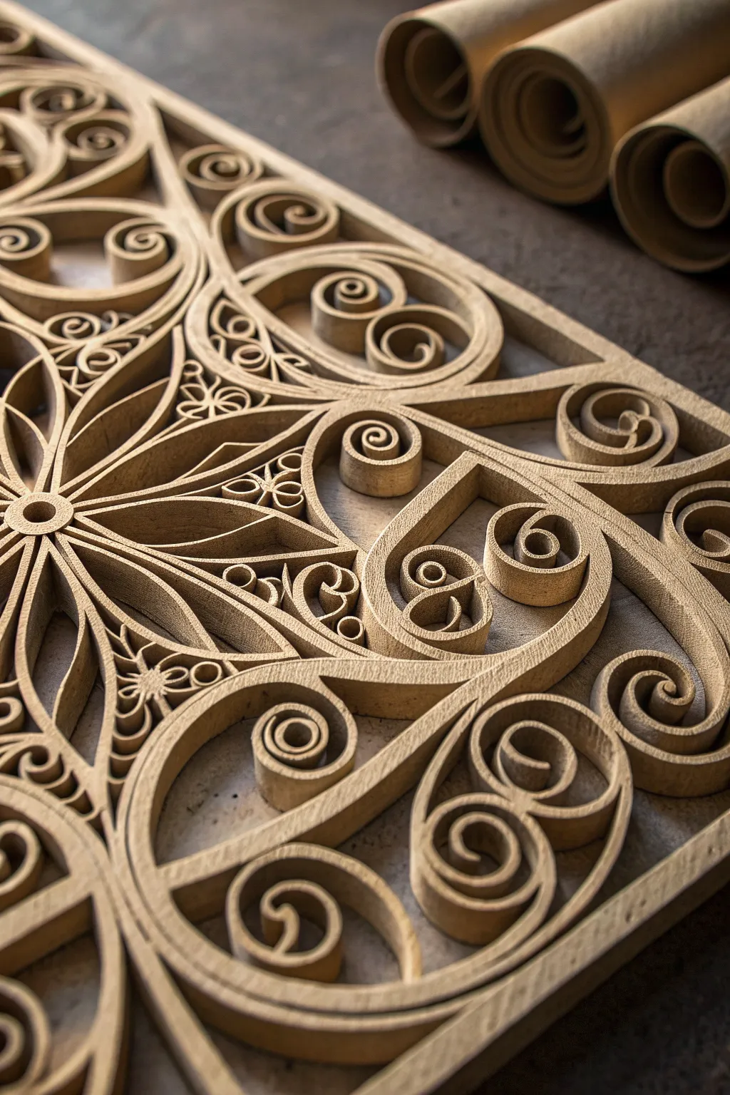 Transform simple paper rolls into a stunning work of art with this captivating relief sculpture idea.