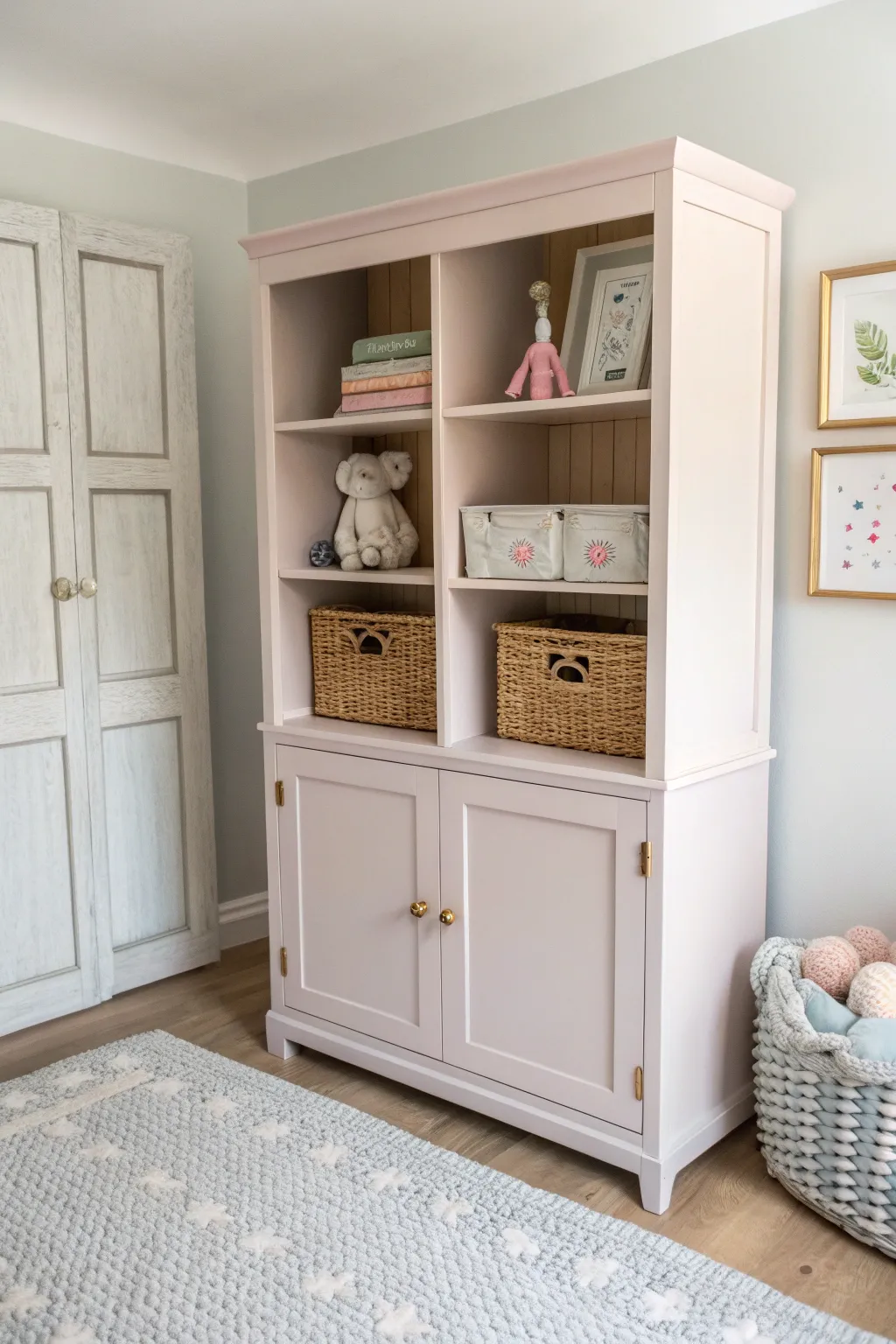 Transform chaos into charm with a repurposed china cabinet toy storage solution!