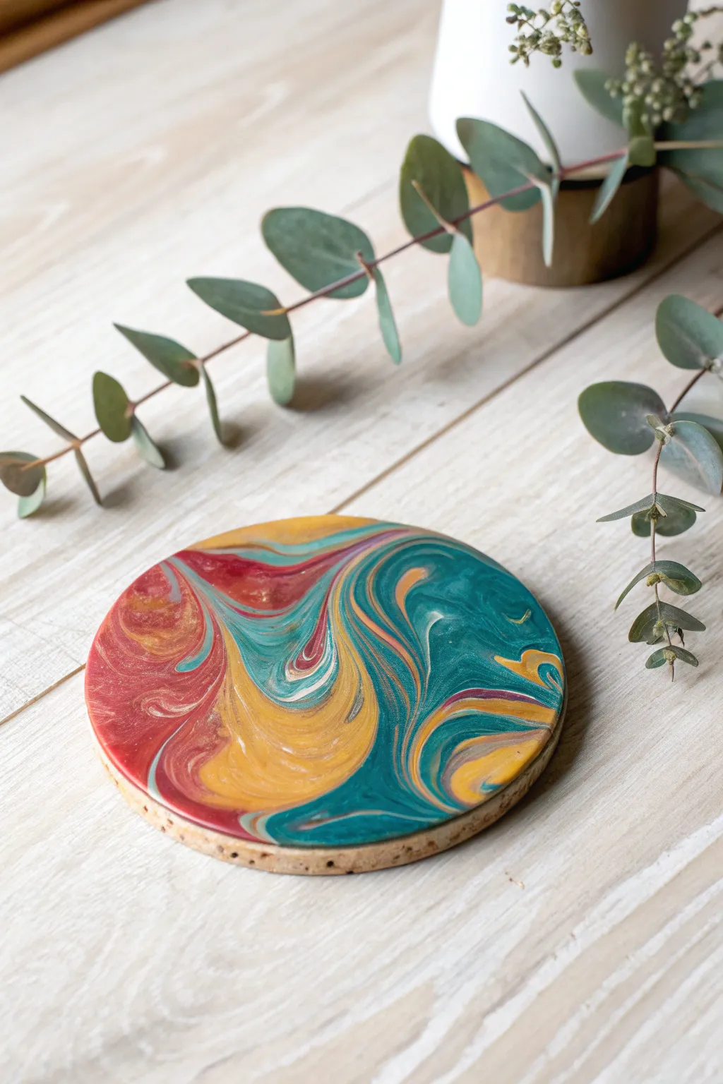 Transform your table with abstract art coasters that captivate with every swirl.