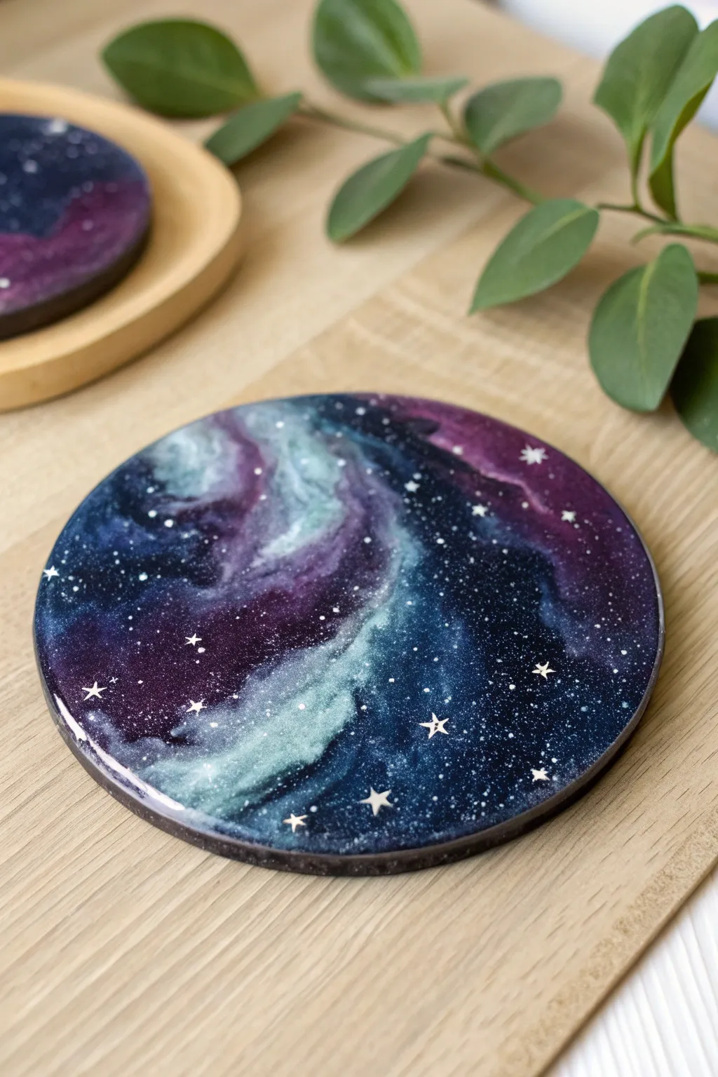 Capture the cosmos at your fingertips with these stunning galaxy resin coasters.