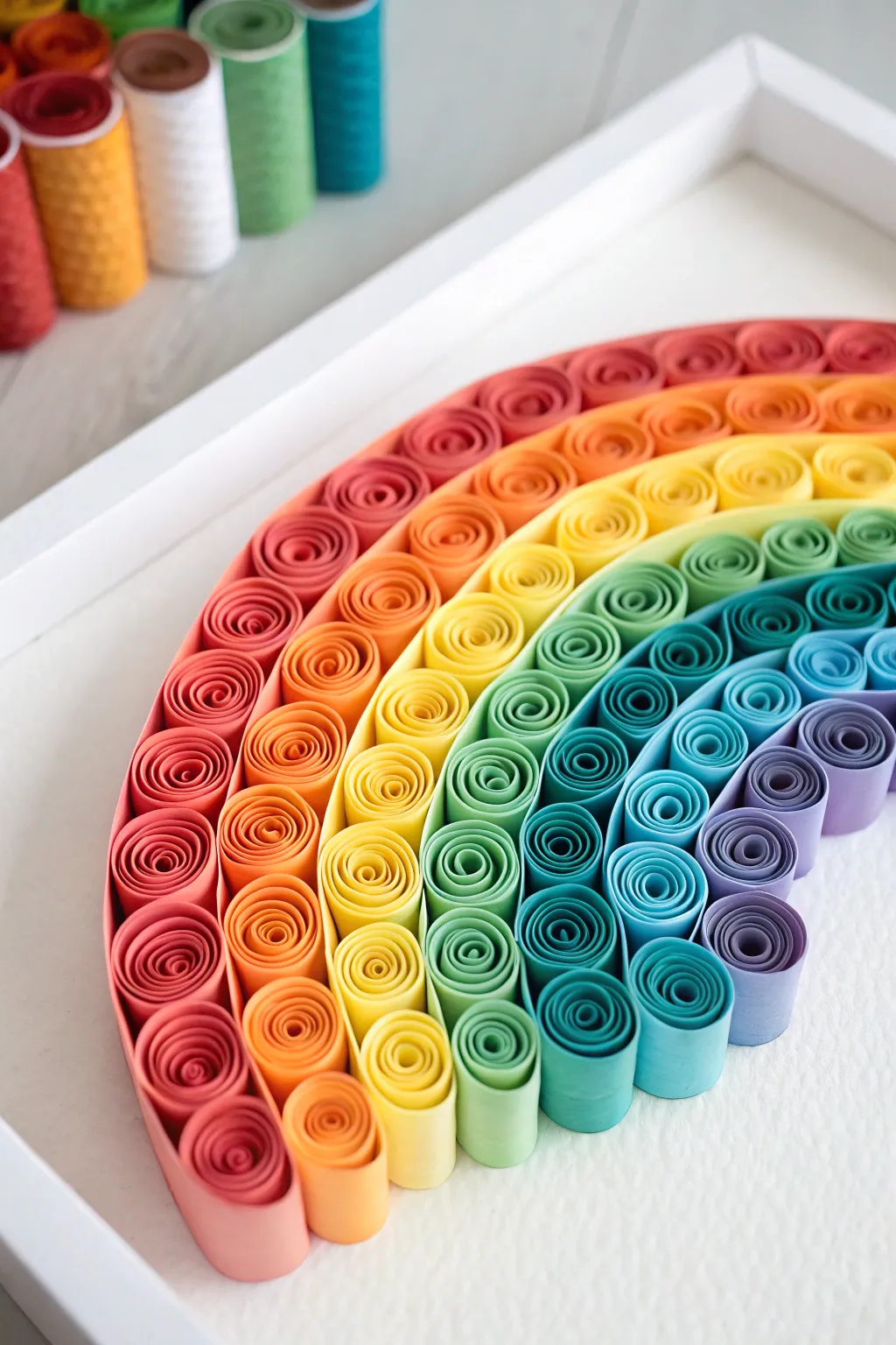 Infuse your space with joy through vibrant rainbow patterns that highlight the beauty of simplicity and craftsmanship.