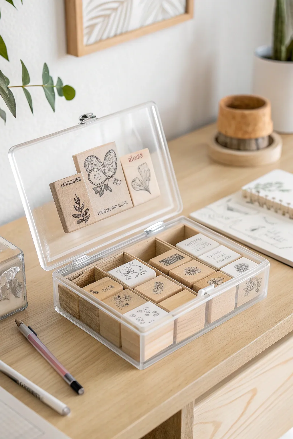 Elevate your craft space with stylish and functional clear case storage for your beloved rubber stamps.