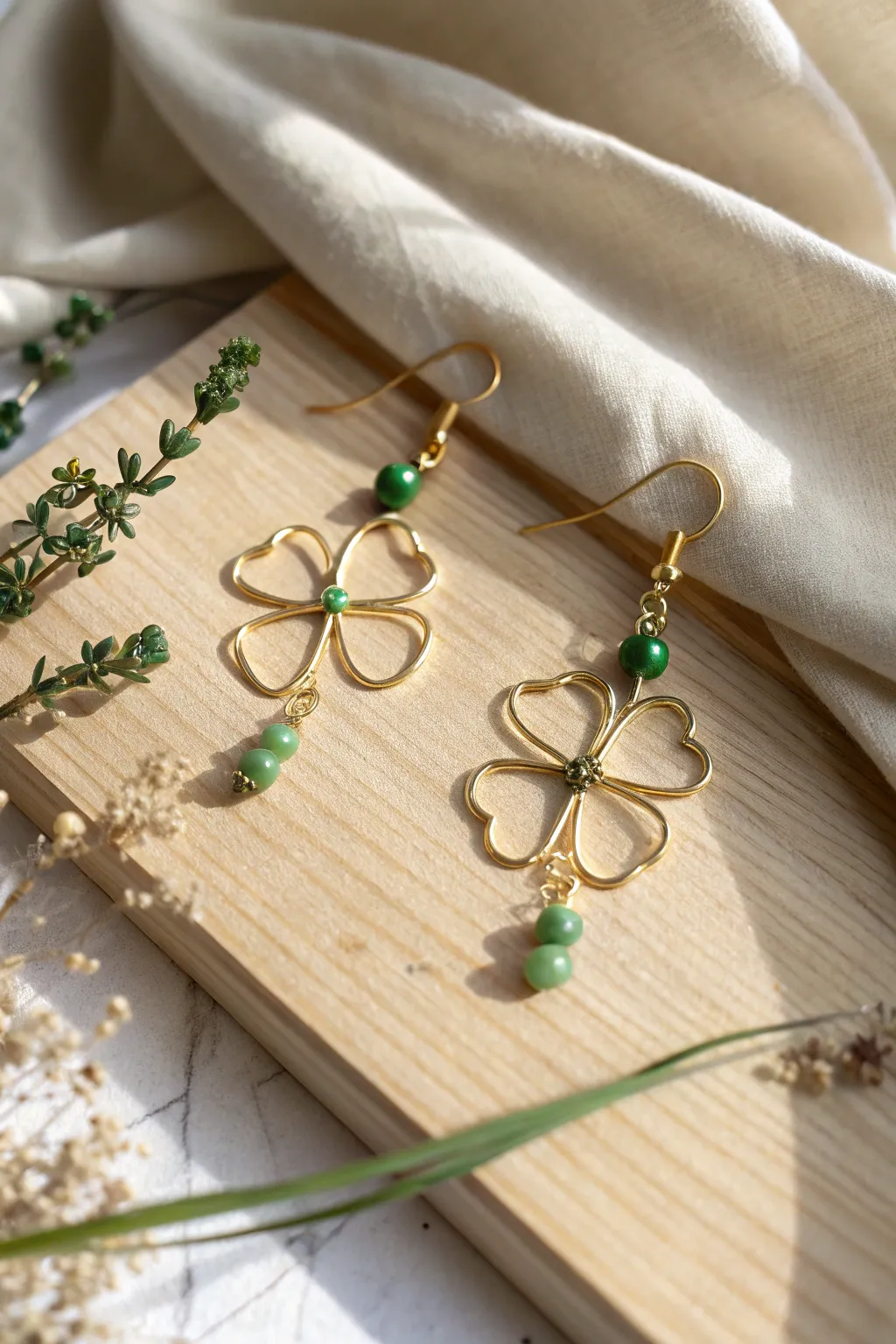Embrace subtle festivity with these beautifully handcrafted Shamrock earrings. Perfect for adding a touch of charm to any ensemble.