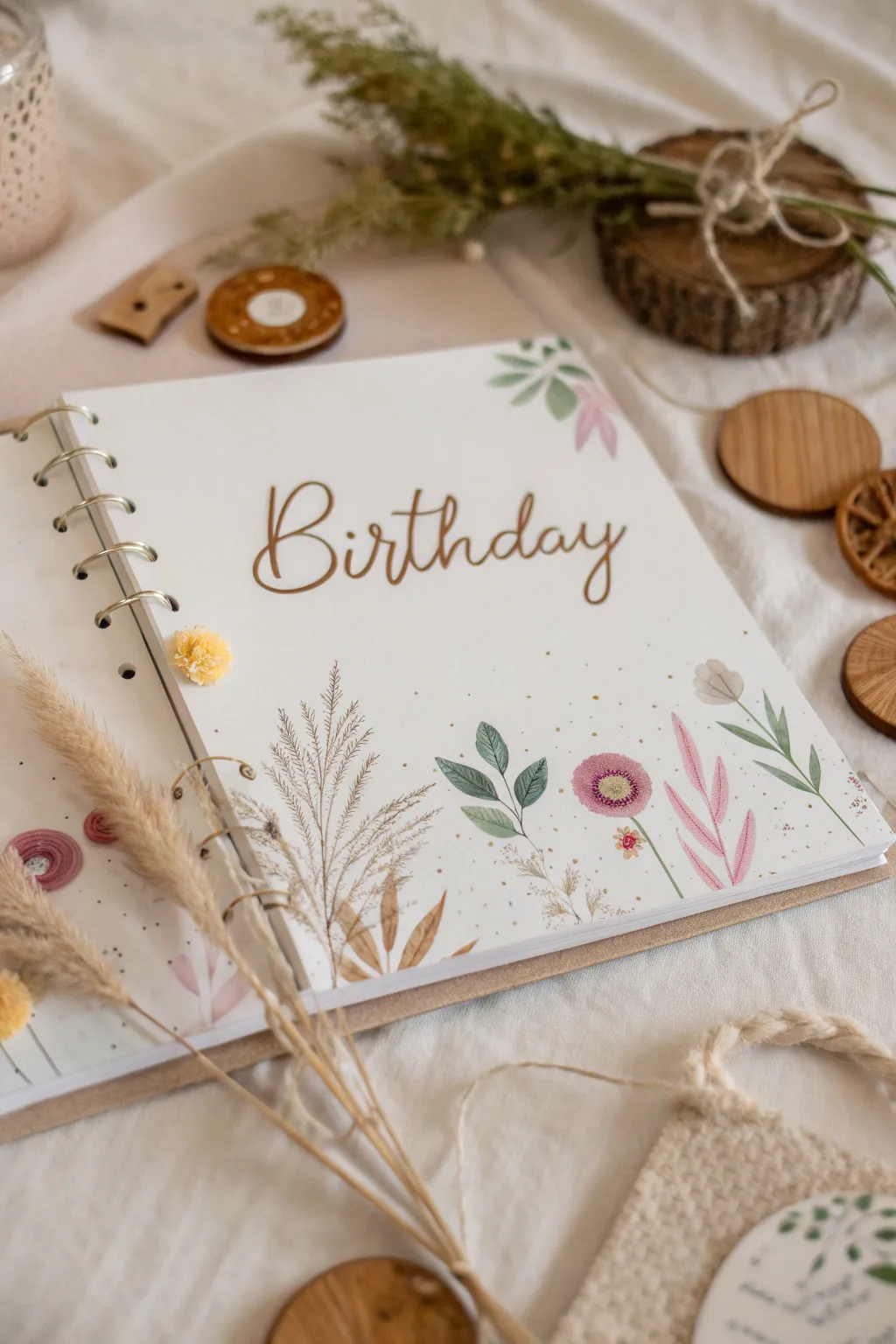 Capture your special moments with themed scrapbook pages that blend minimalism and boho elegance.