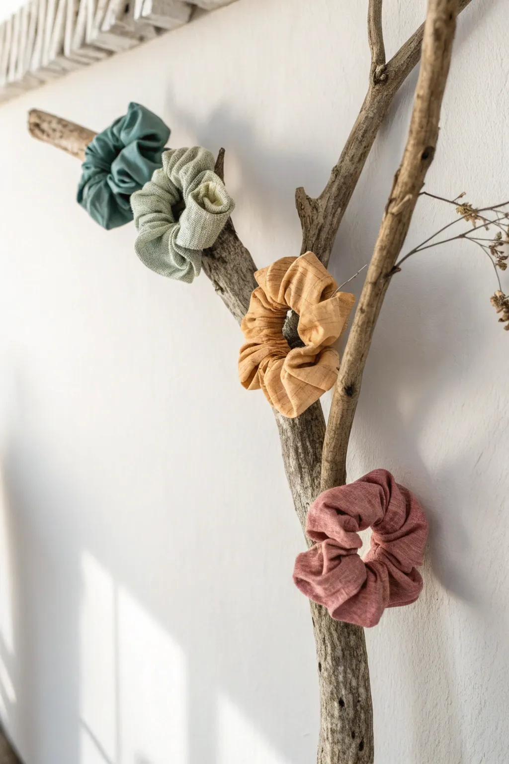 Embrace nature's beauty with this rustic scrunchie holder. A perfect blend of simplicity and style!