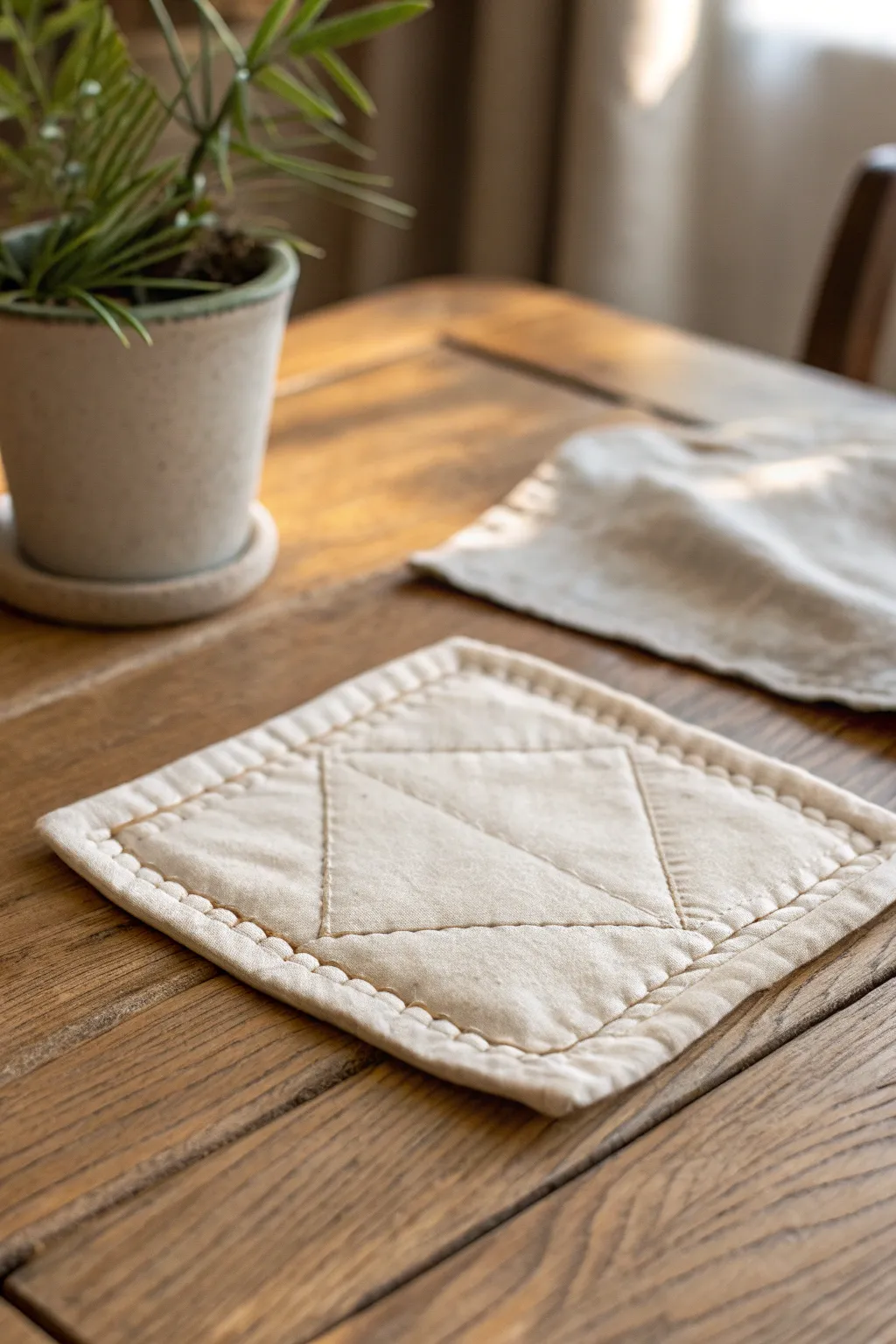 Elevate your table setting with these elegant fabric coasters, where simplicity meets artistry.