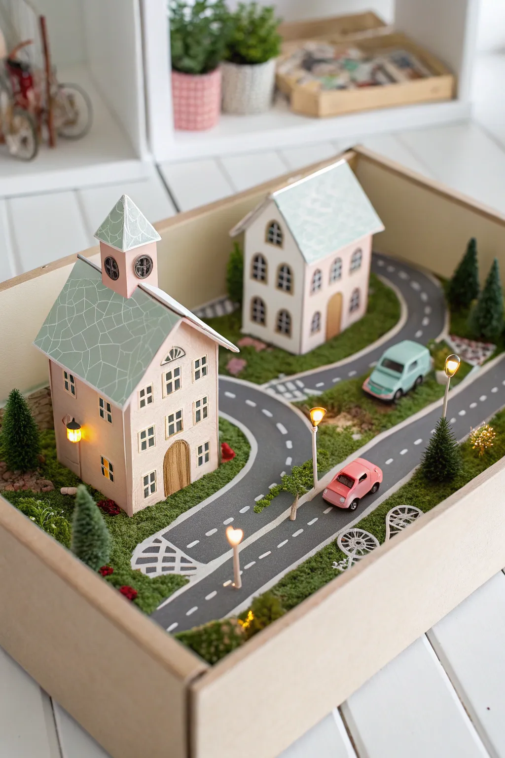 Transform a simple shoebox into a charming miniature town — a perfect blend of creativity and simplicity!