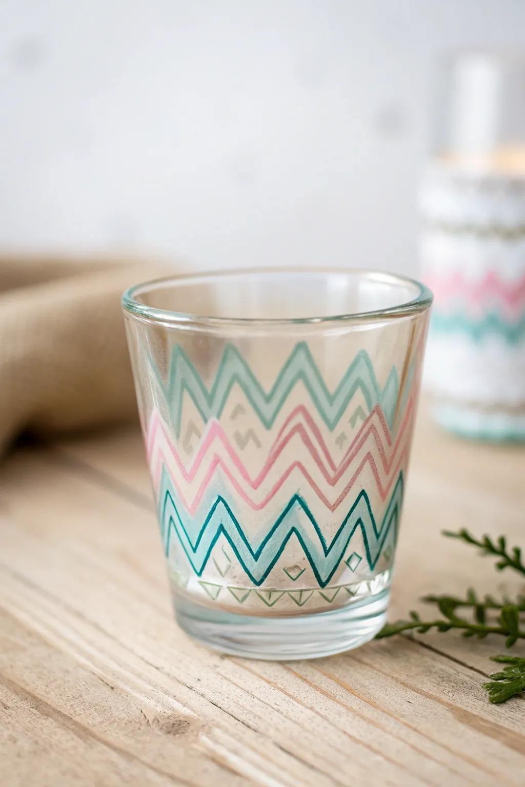 Elevate your glassware with artistic zigzags and waves – where minimalism meets vibrant creativity.
