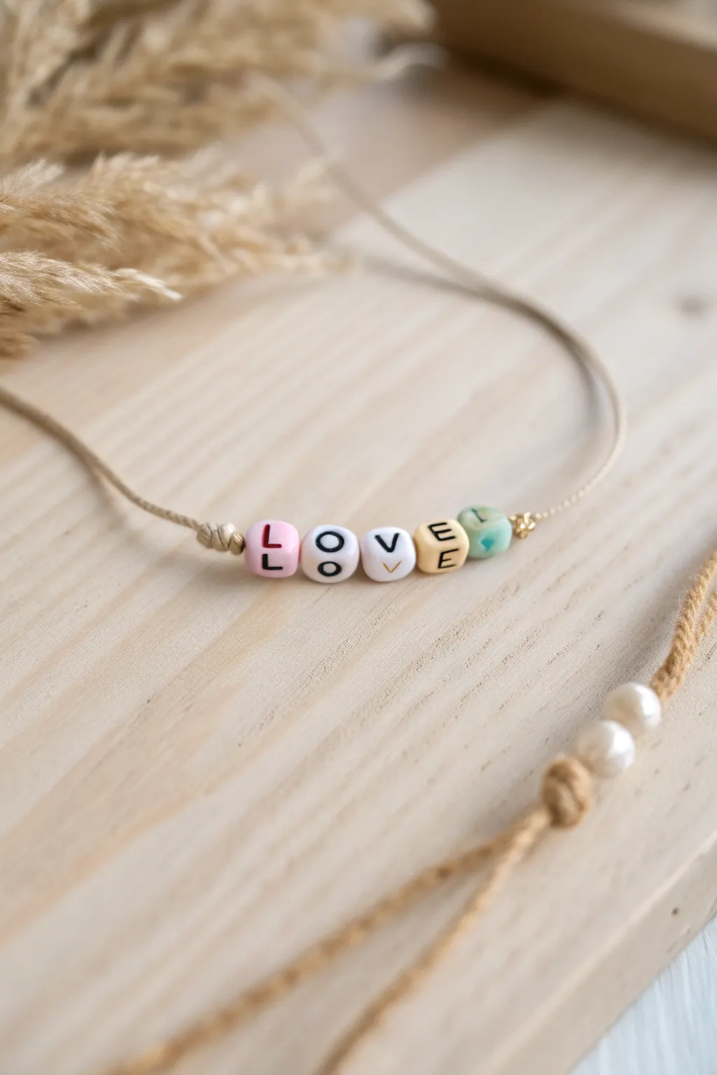 Elegant simplicity: A personalized 'LOVE' necklace that combines minimalist beauty with a heartfelt message.