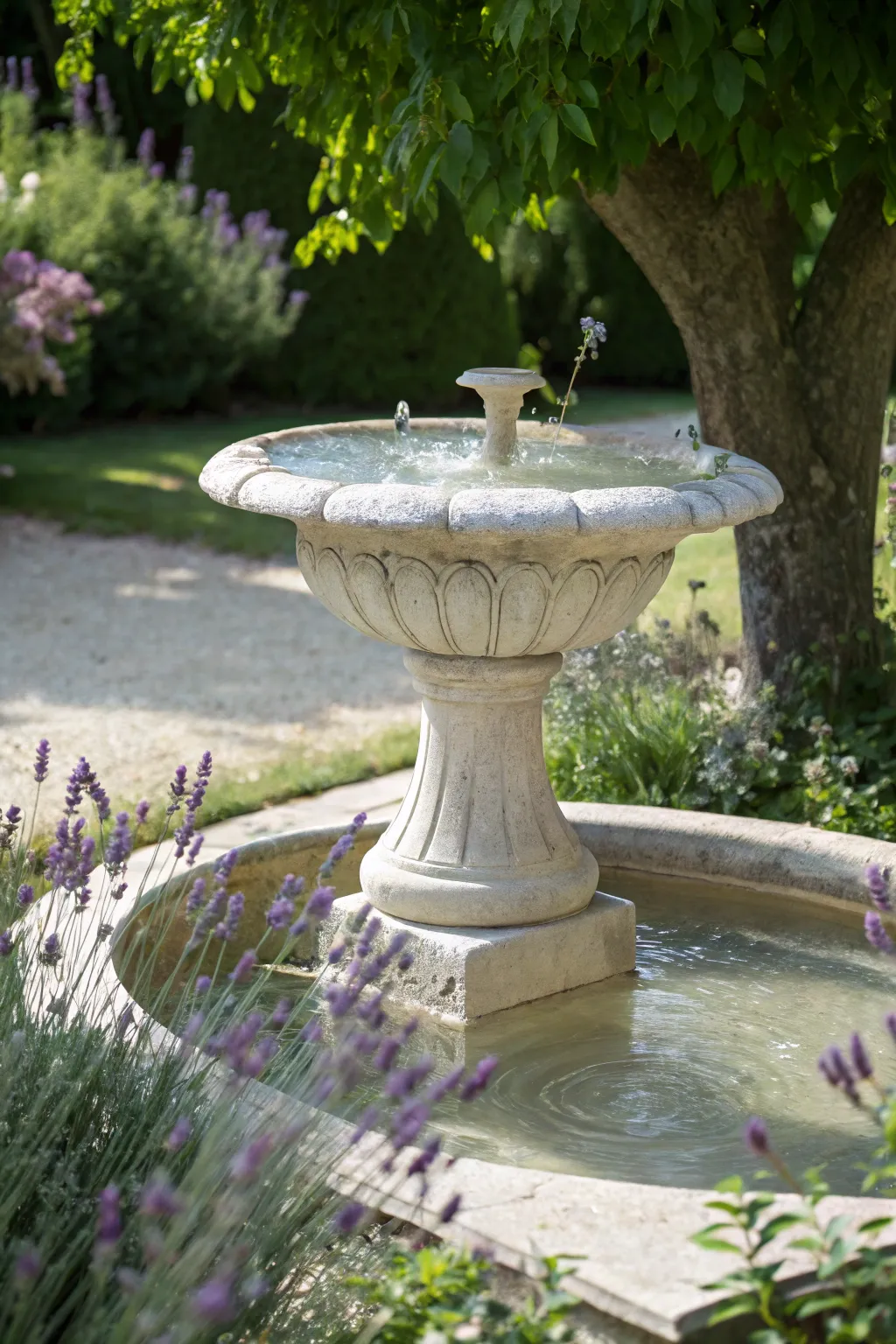 Embrace tranquility with a minimalist stone fountain for your garden oasis.