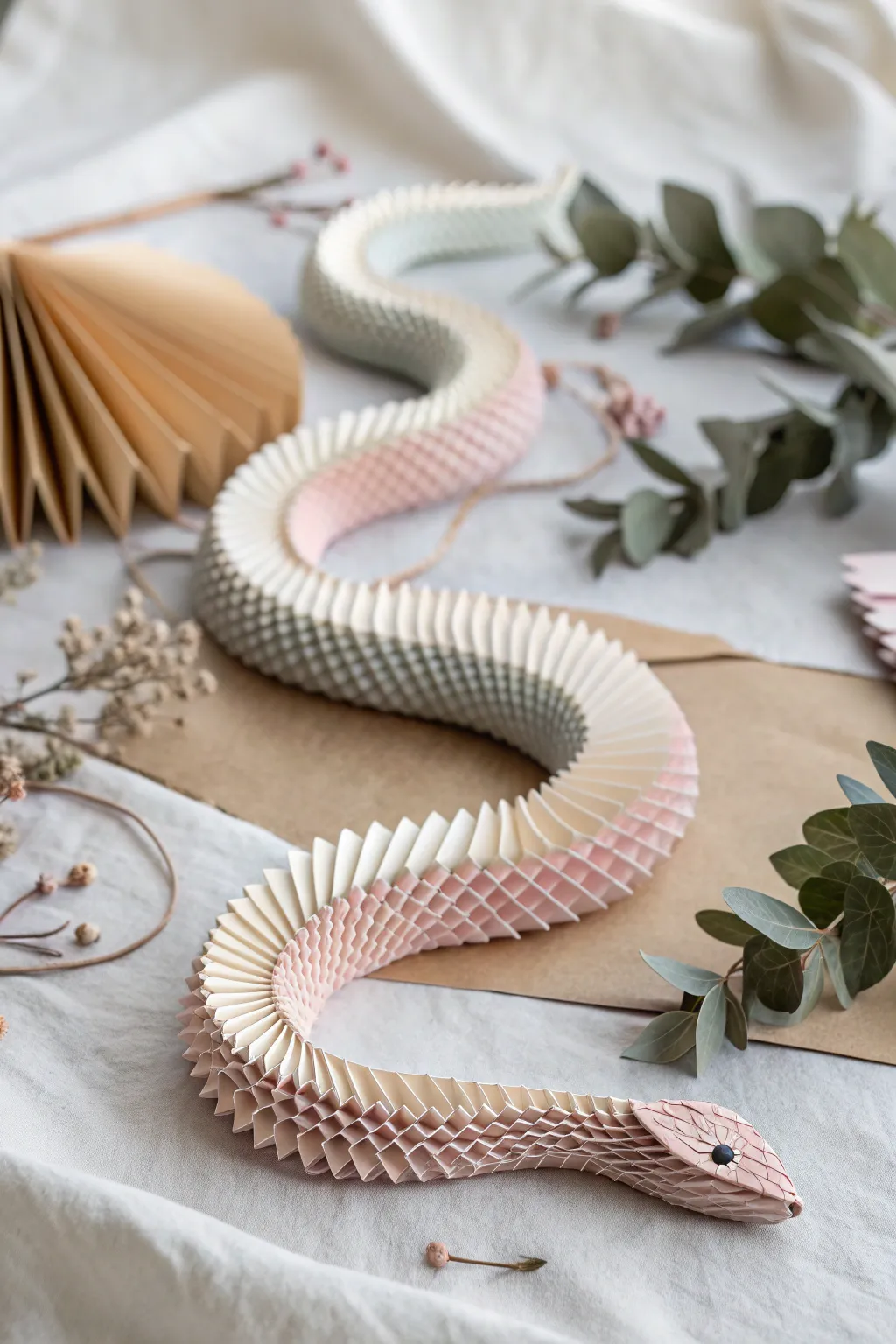 Unleash your creativity with this stunning accordion fold snake - a delicate dance of color and craftsmanship.