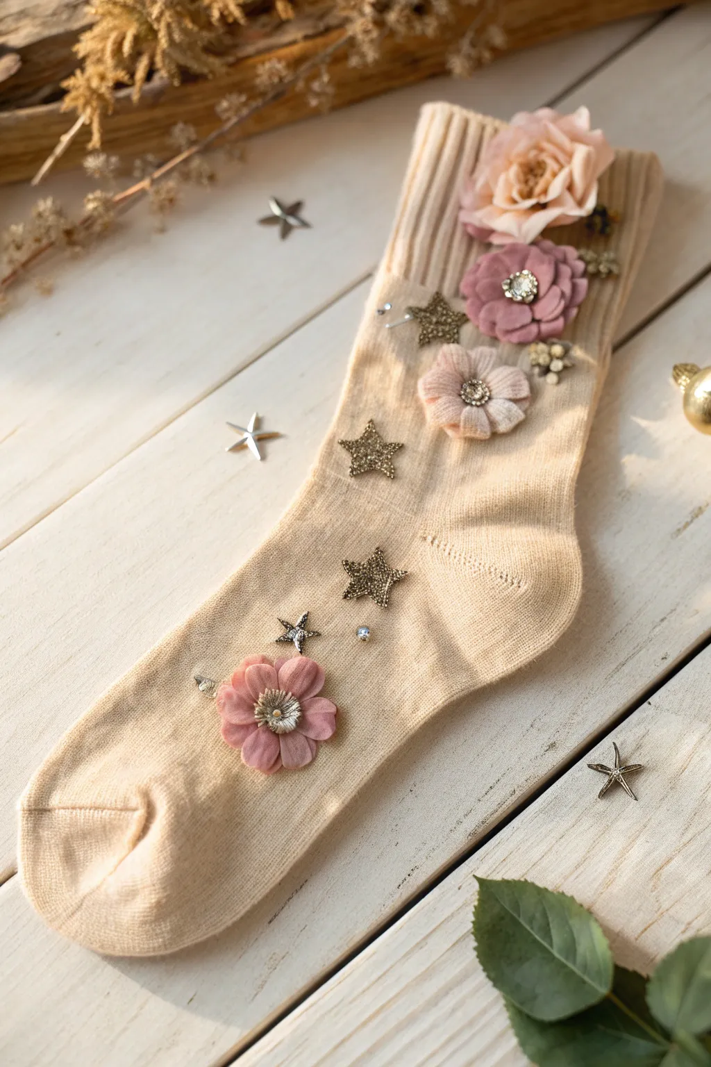 Elevate your yoga flow with these artfully adorned socks, where nature meets simplicity.