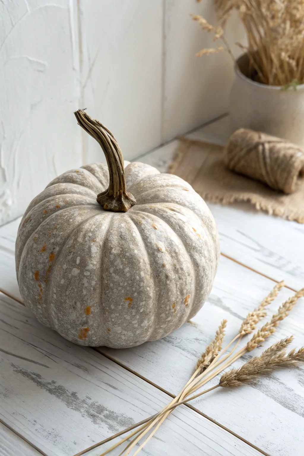 Transform your pumpkin into a masterpiece with stone-textured spray paint for a chic, natural look.