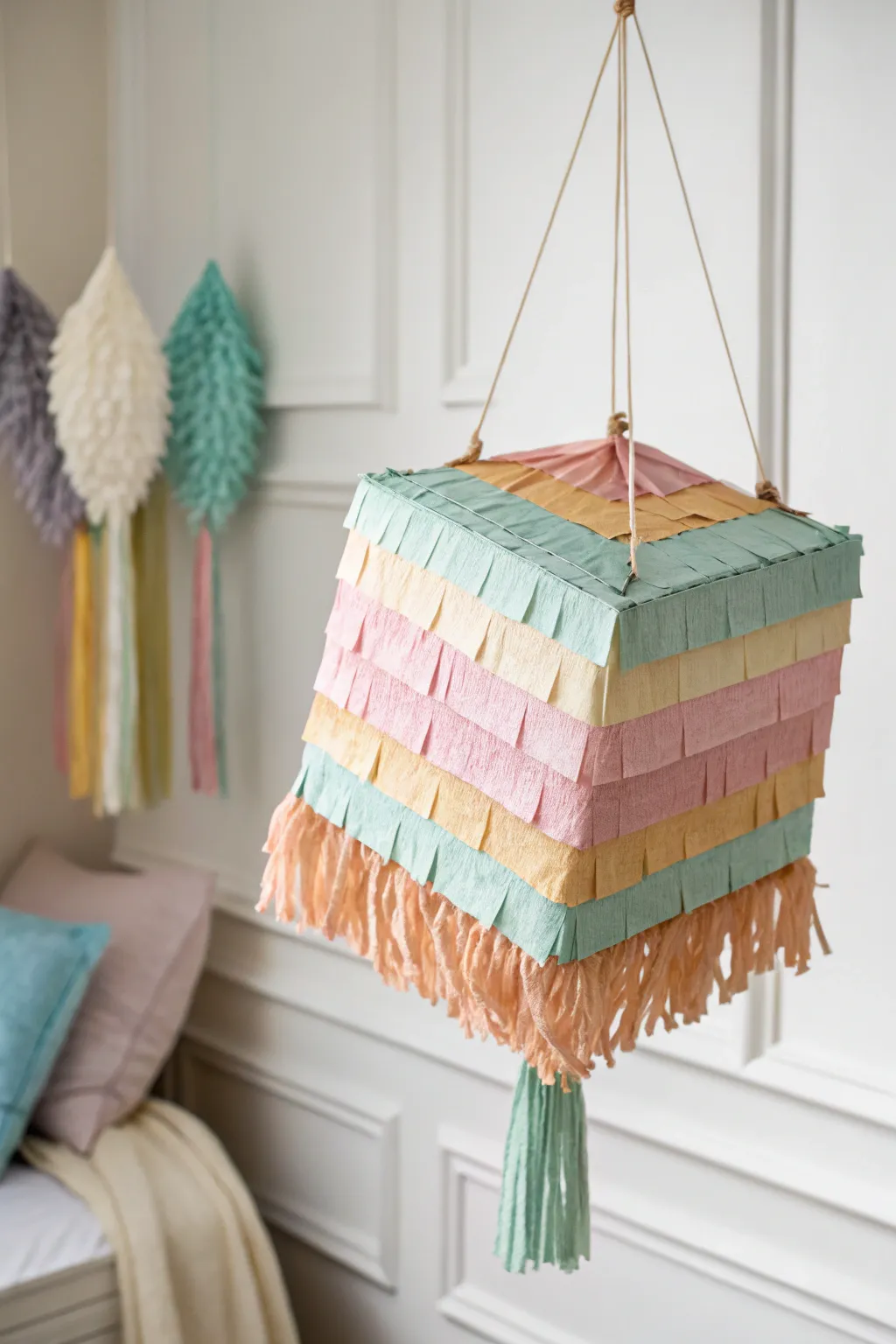 Elevate your party decor with a pixel art piñata, blending retro vibes with modern minimalist elegance.