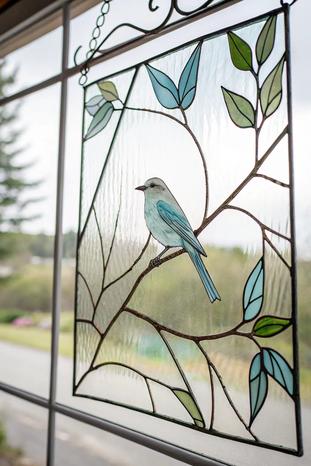 Bring a touch of nature indoors with this exquisite stained glass bird design.