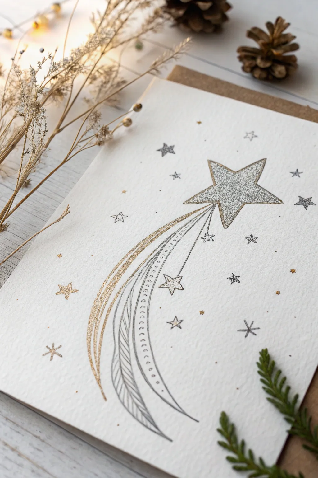 Capture the magic of a wish with this beautiful shooting star design.