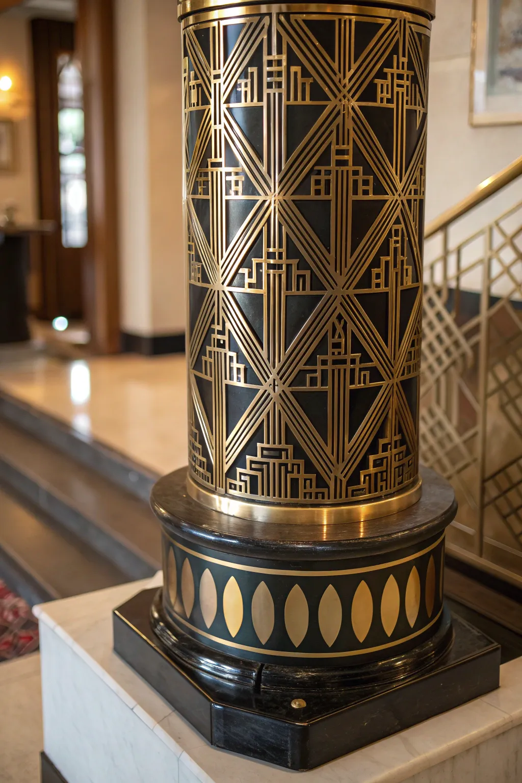 Elevate your space with Art Deco elegance: a handcrafted stove pipe cover that channels 1920s glamour.