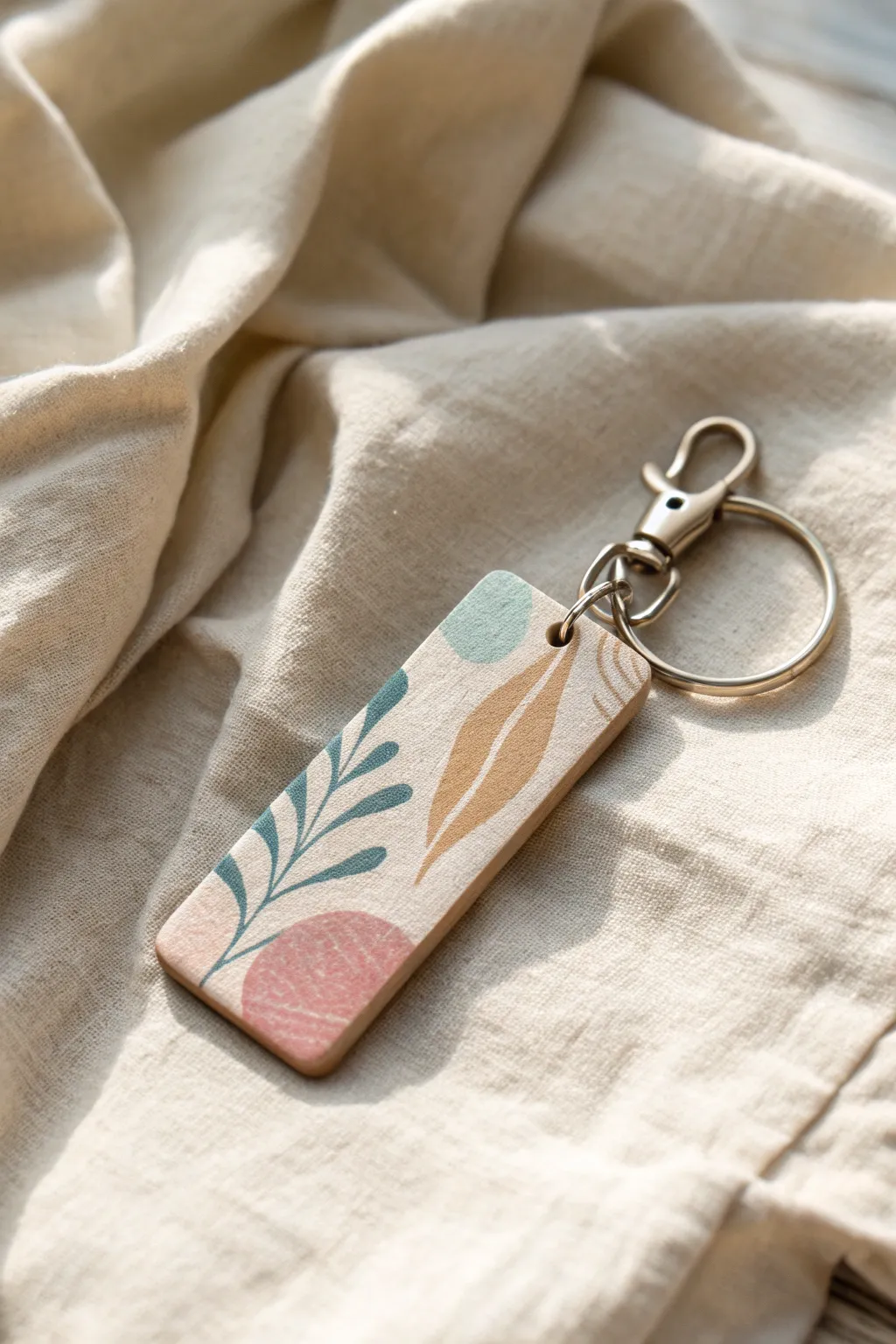 Transform your keys into art with this elegantly abstract keychain, a perfect blend of minimalist design and boho charm.