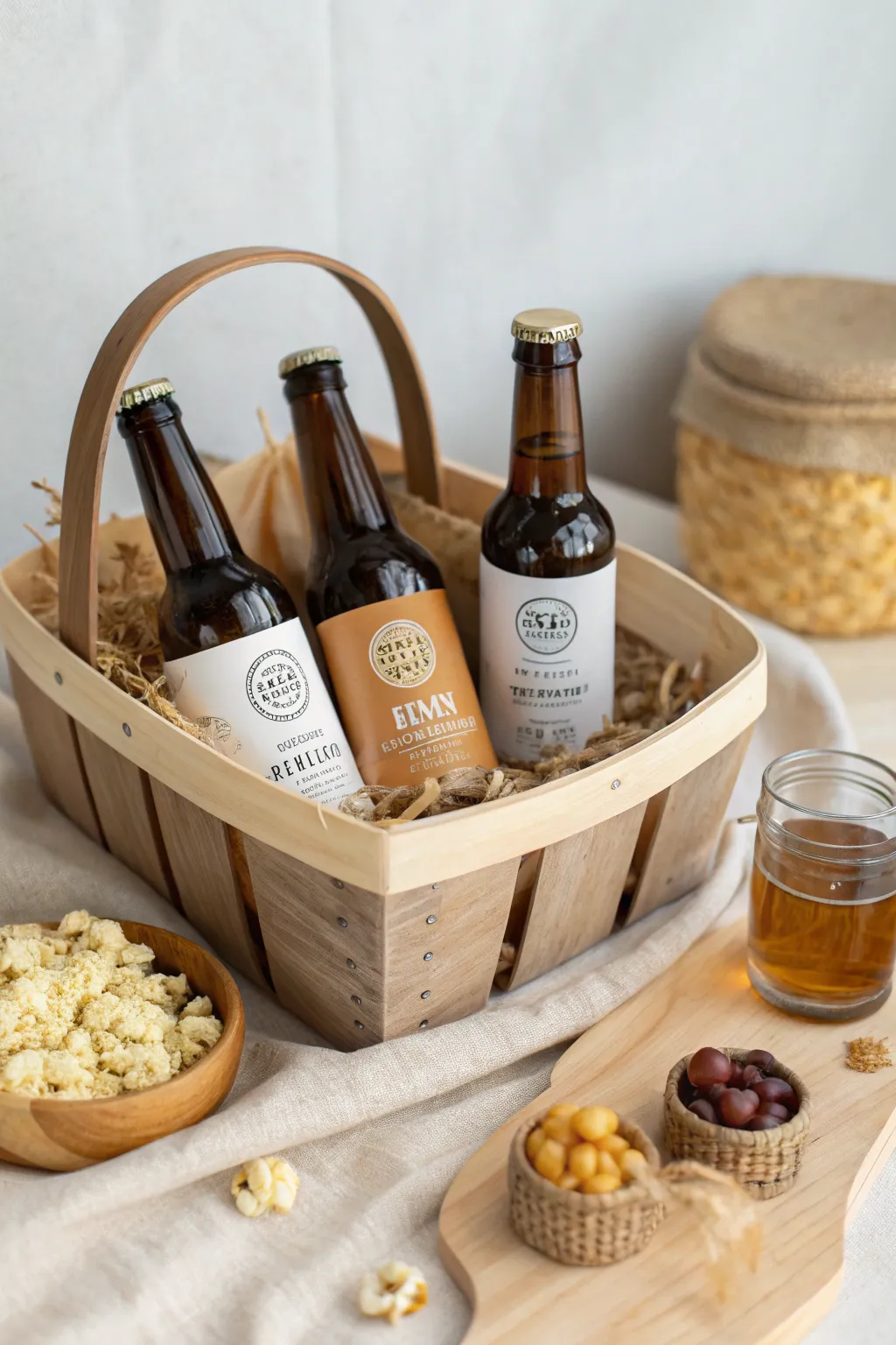 Sip into Summer: Elevate your sunset moments with this curated selection of craft beers and gourmet popcorn, all wrapped in minimalist elegance.
