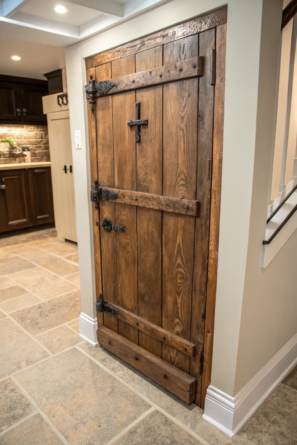 Transform old into gold: A rustic door becomes a stylish, functional sump pump cover.