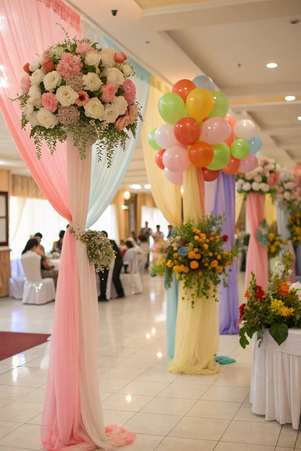Delicate floral arrangements bring a touch of natural beauty to the celebration.