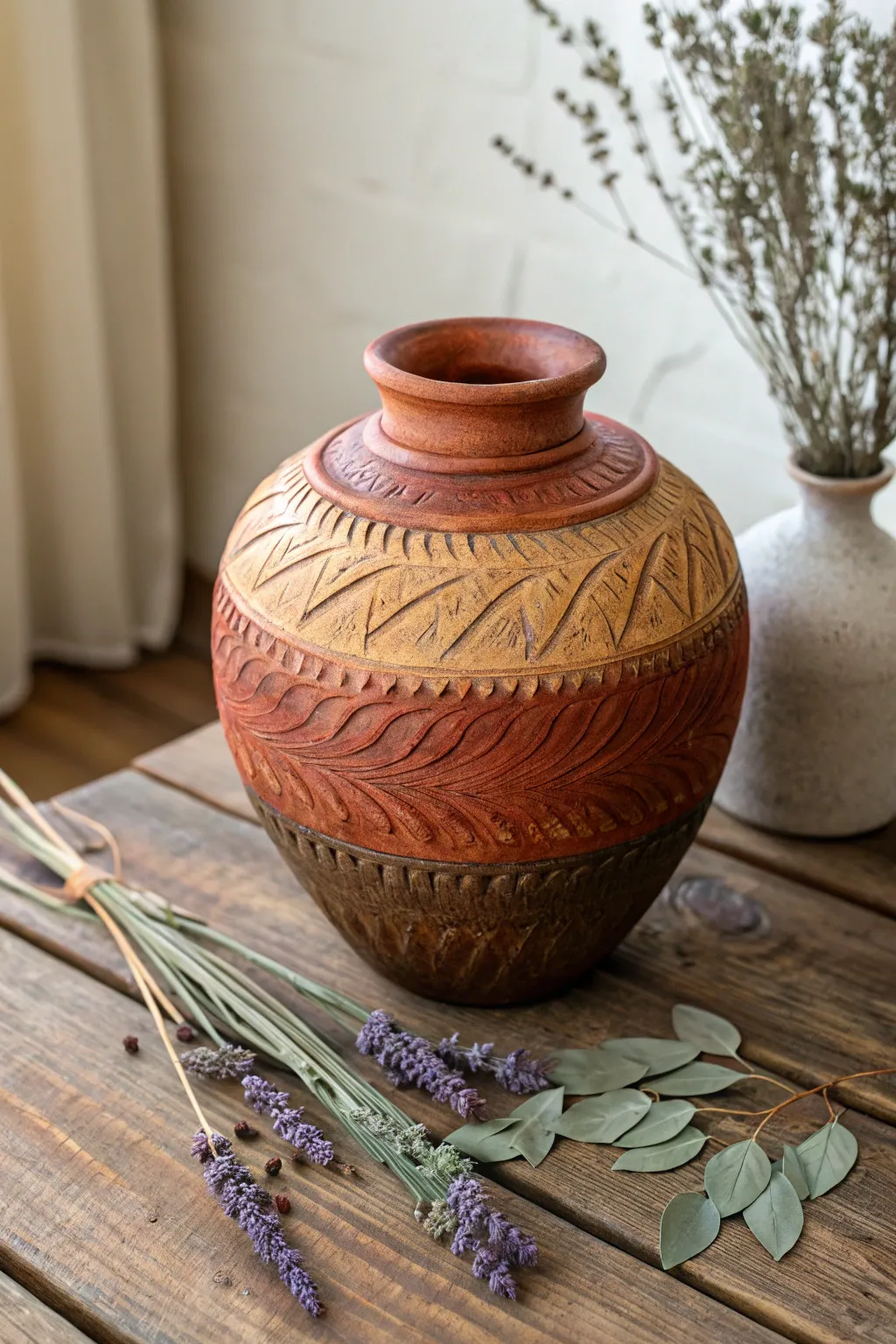 Embrace rustic charm with earth-toned artistry—perfect for a cozy, boho-inspired space.