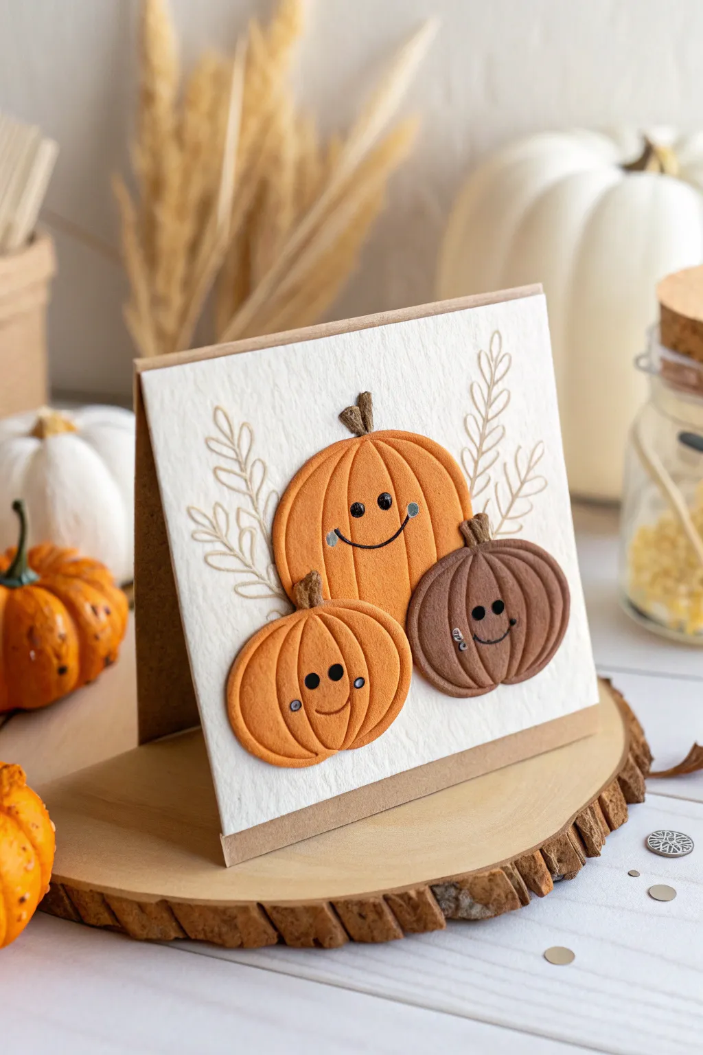 Craft a charming pumpkin patch card that brings a smile to any face this Thanksgiving.