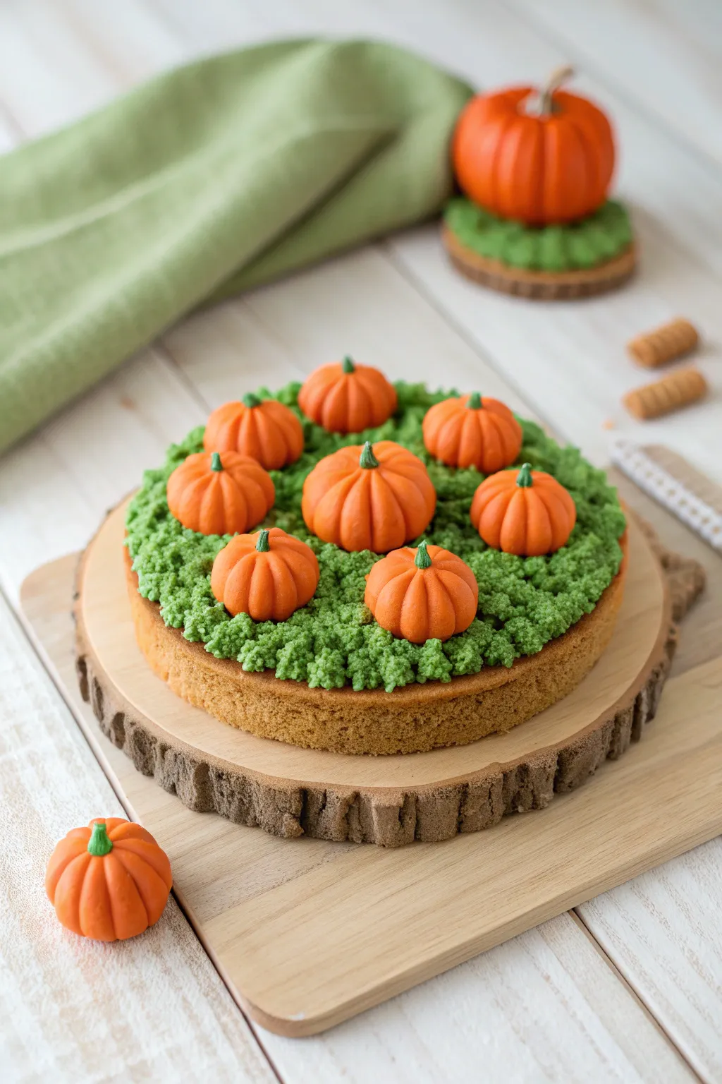 Delight in the charm of a mini pumpkin patch cookie cake - a playful and elegant addition to your Thanksgiving treats.