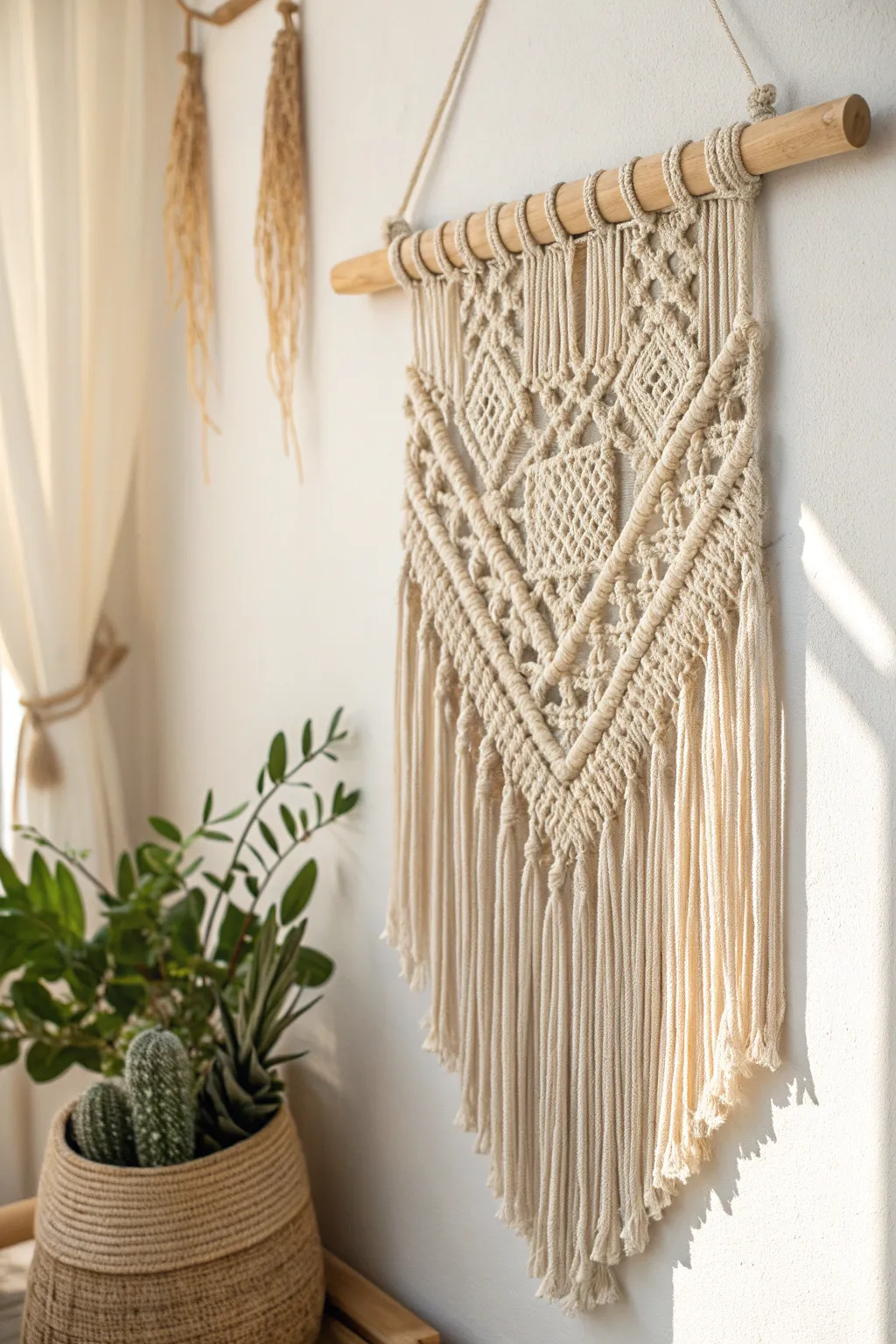Elevate your space with the timeless beauty of a handcrafted macrame wall hanging.