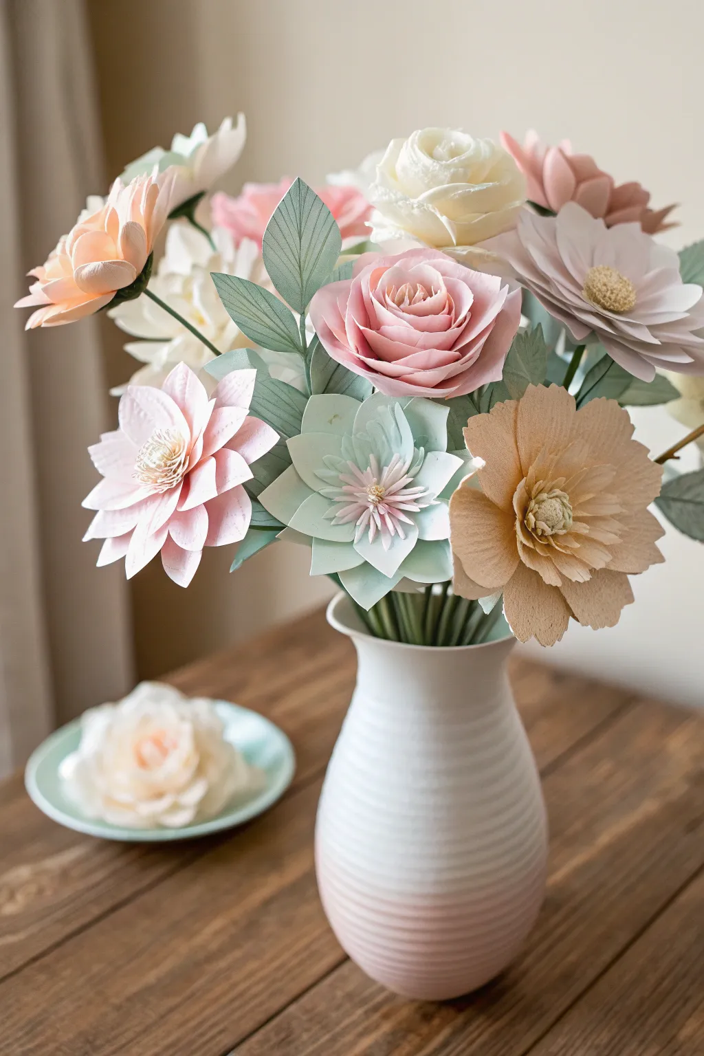 Bring everlasting beauty to your mom's space with handcrafted paper flowers, where simplicity meets artistry.