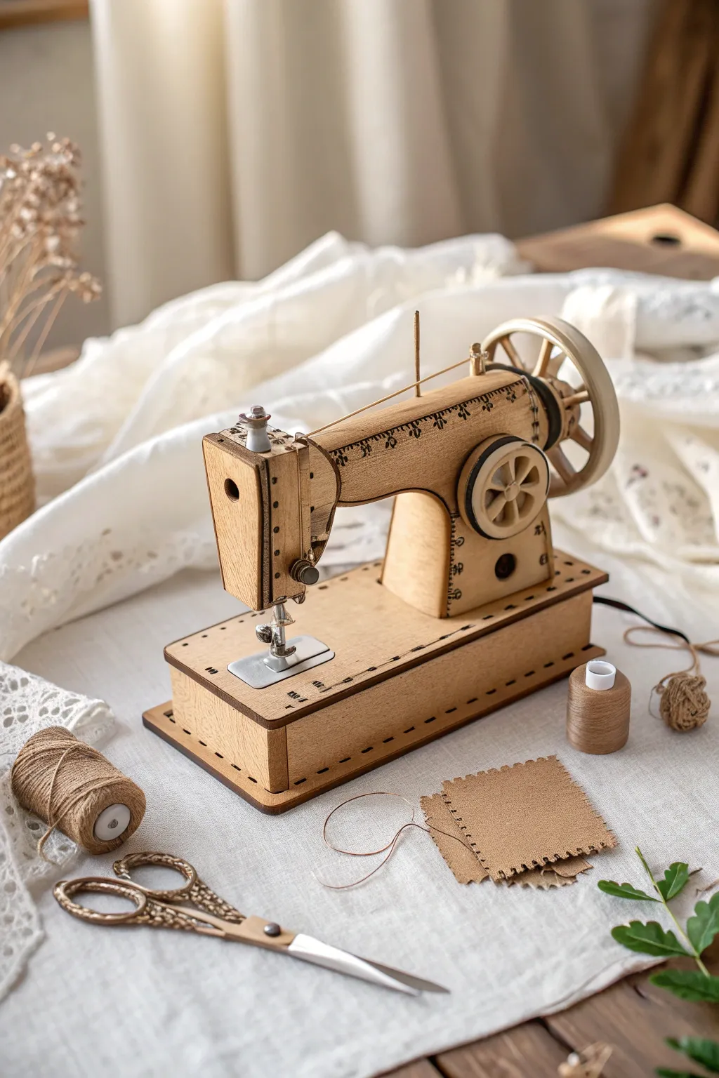 A charming cardboard creation: the perfect play sewing machine for imaginative adventures.