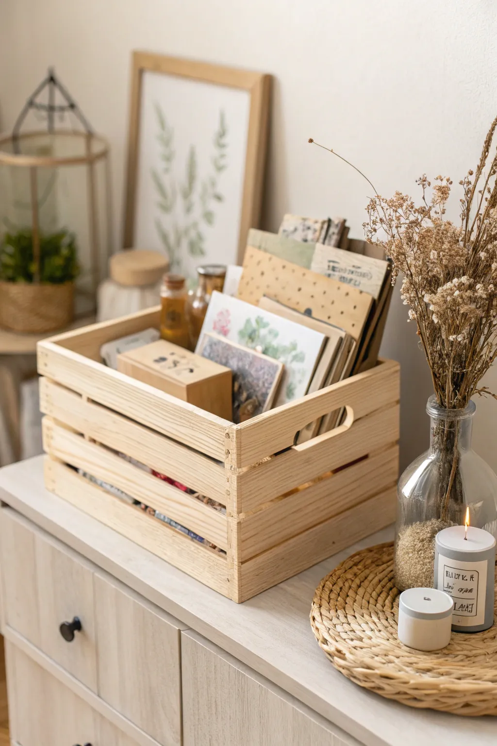 Discover the beauty of organization with thrifted treasures. Think inside the box for a chic and tidy space!
