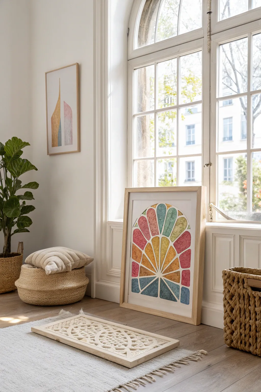 Elevate your space with the ethereal charm of framed tissue paper art.