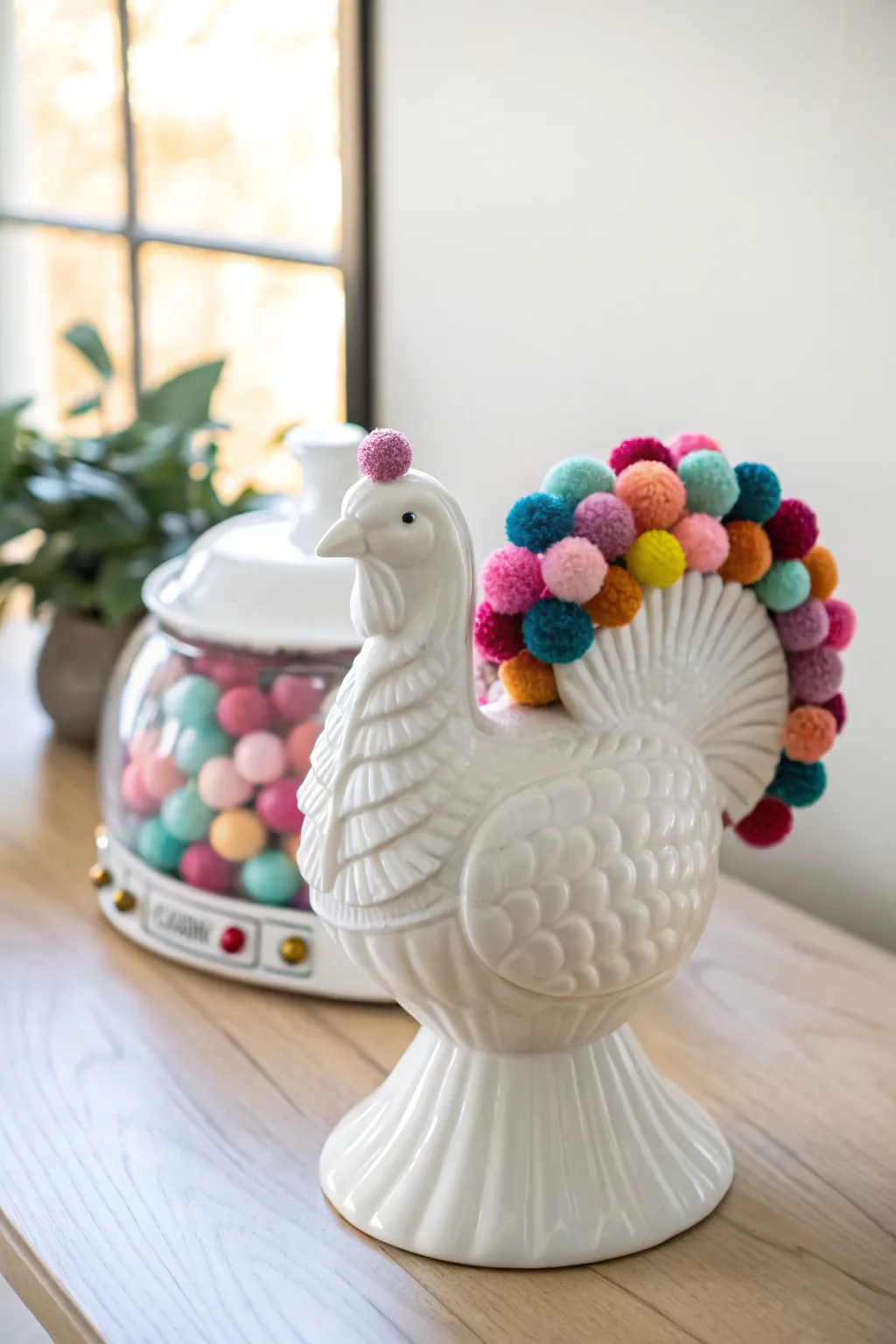 Transform your Thanksgiving decor with a whimsical gumball machine turkey, where craftsmanship meets playful creativity!