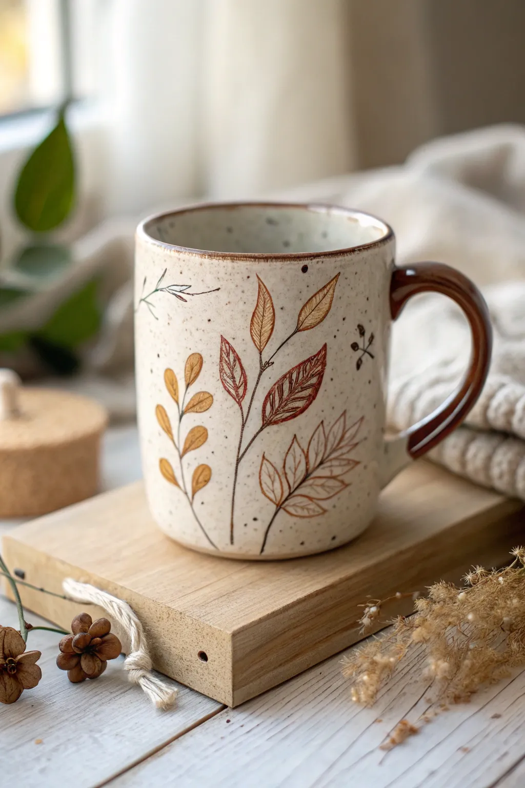 Embrace tranquility with nature-inspired underglaze art.